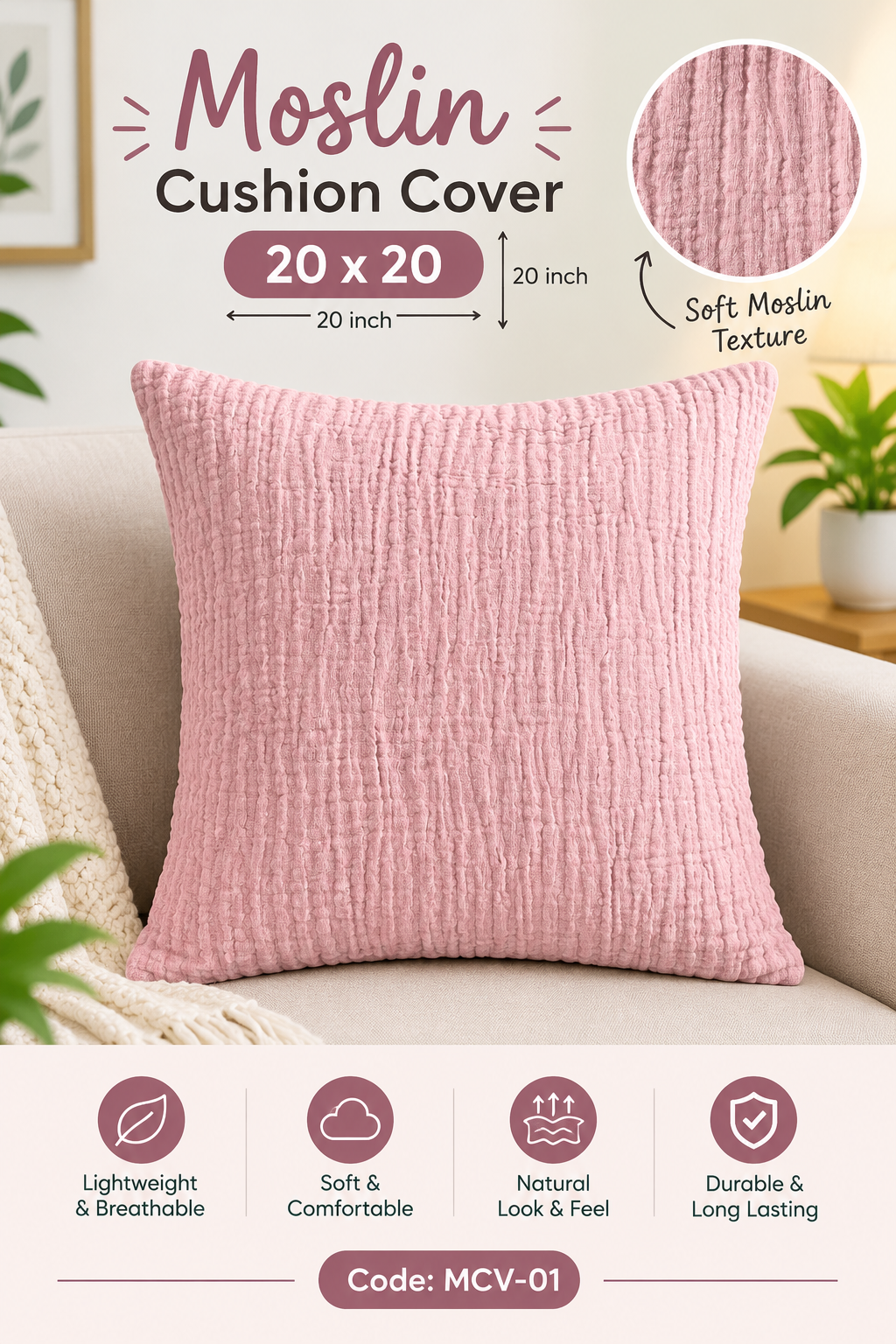 Moslin Cushion Cover