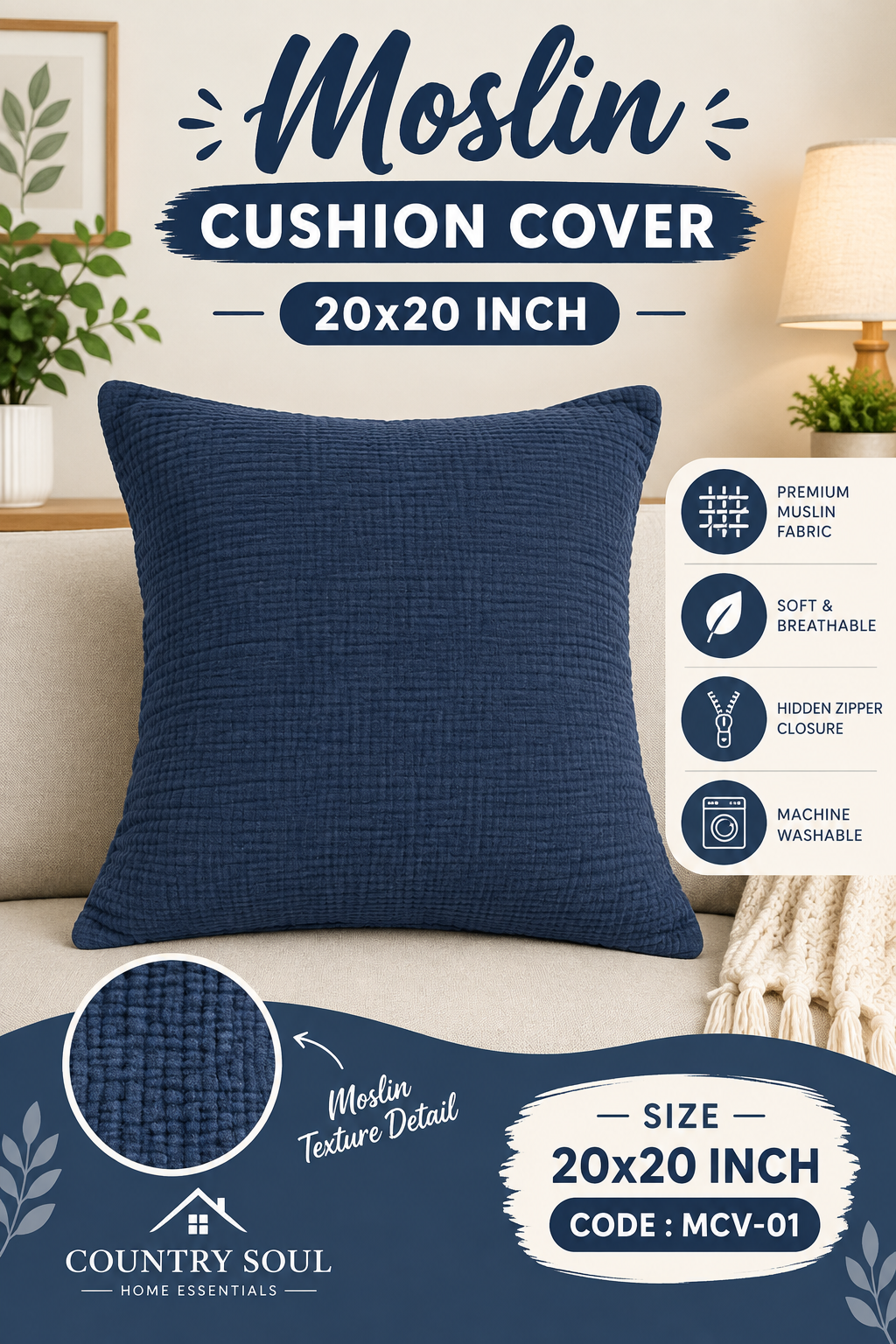 Moslin Cushion Cover