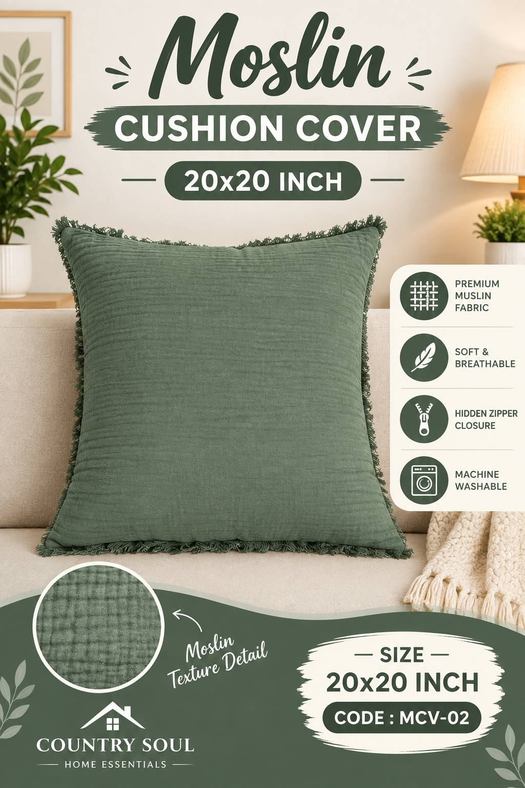 Moslin Cushion Cover
