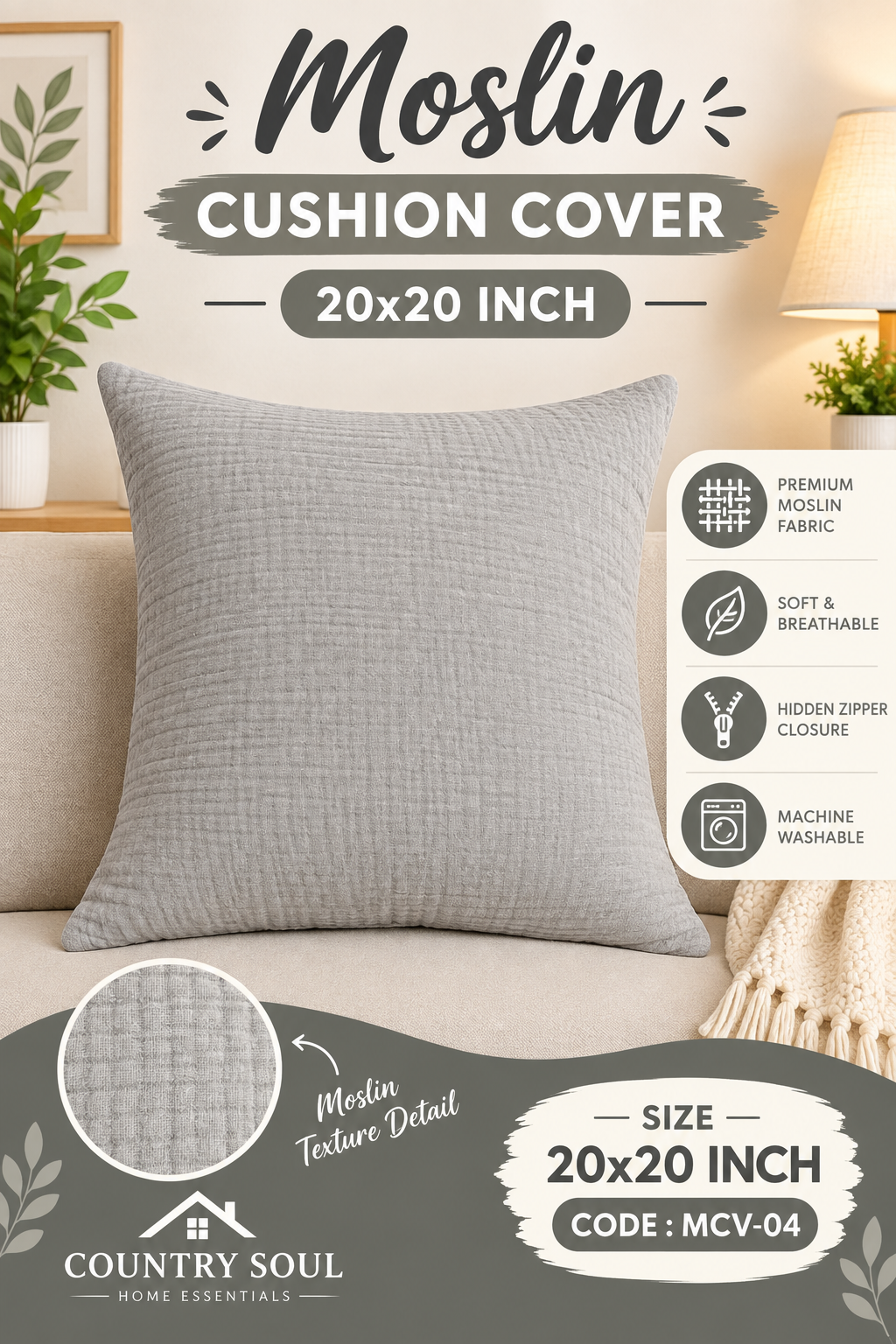 Moslin Cushion Cover