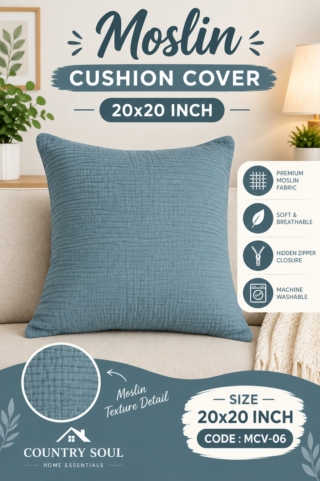 Moslin Cushion Cover