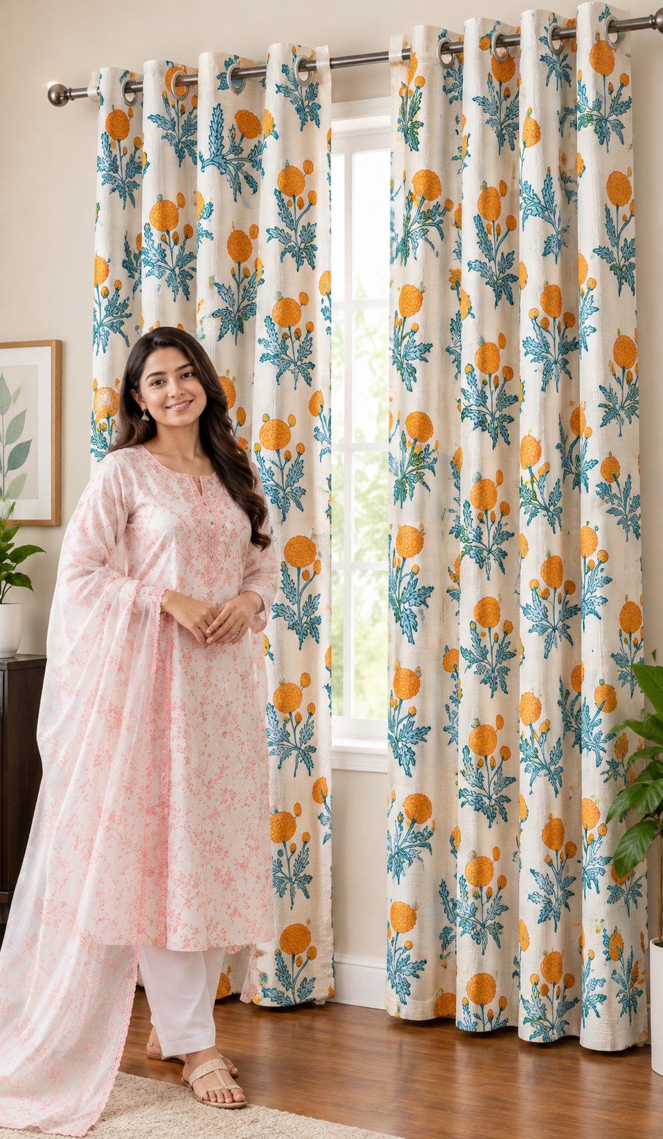 Decorative Waffle Printed Curtain - DC 136