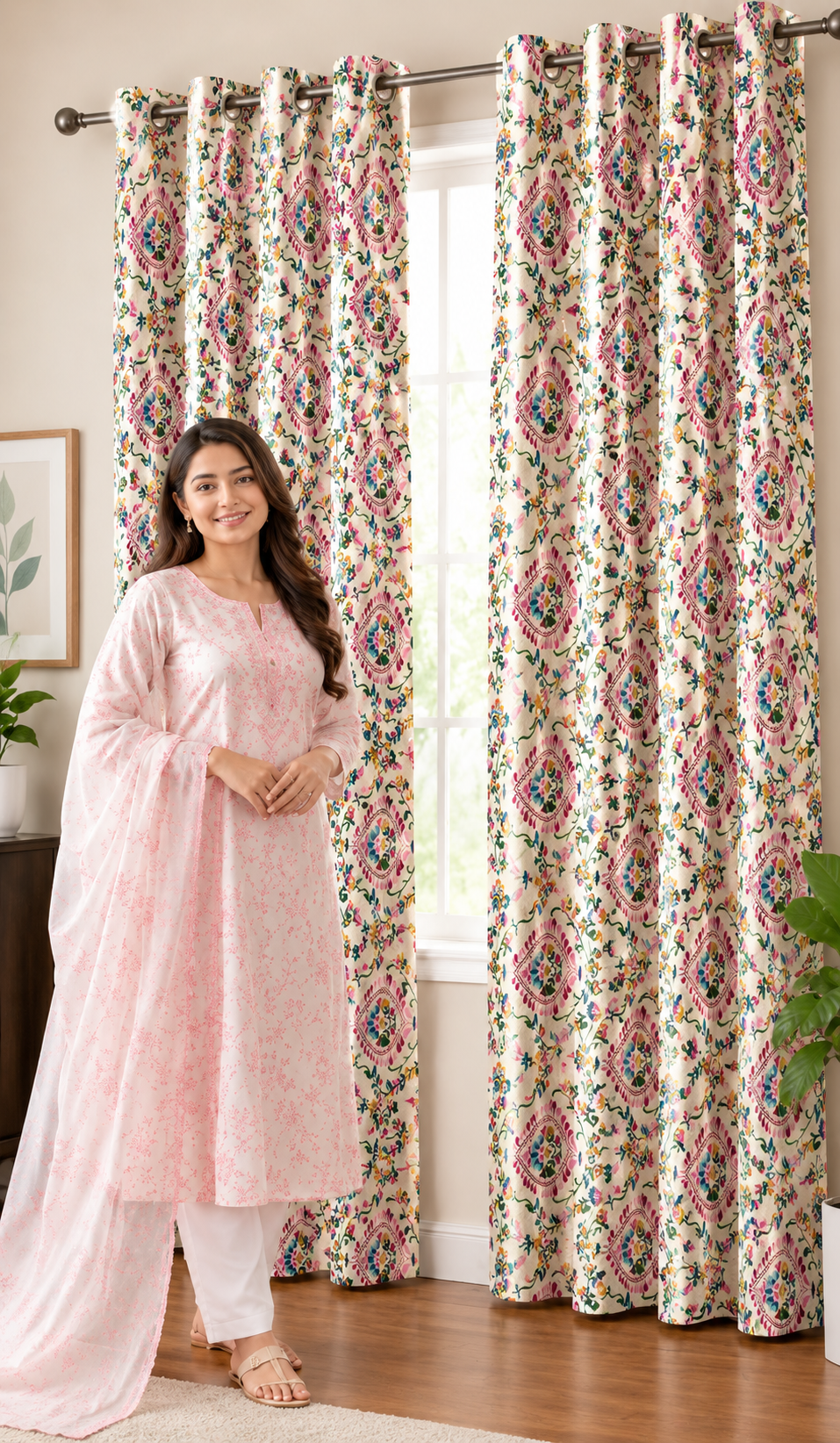 Decorative Waffle Printed Curtain - DC 135