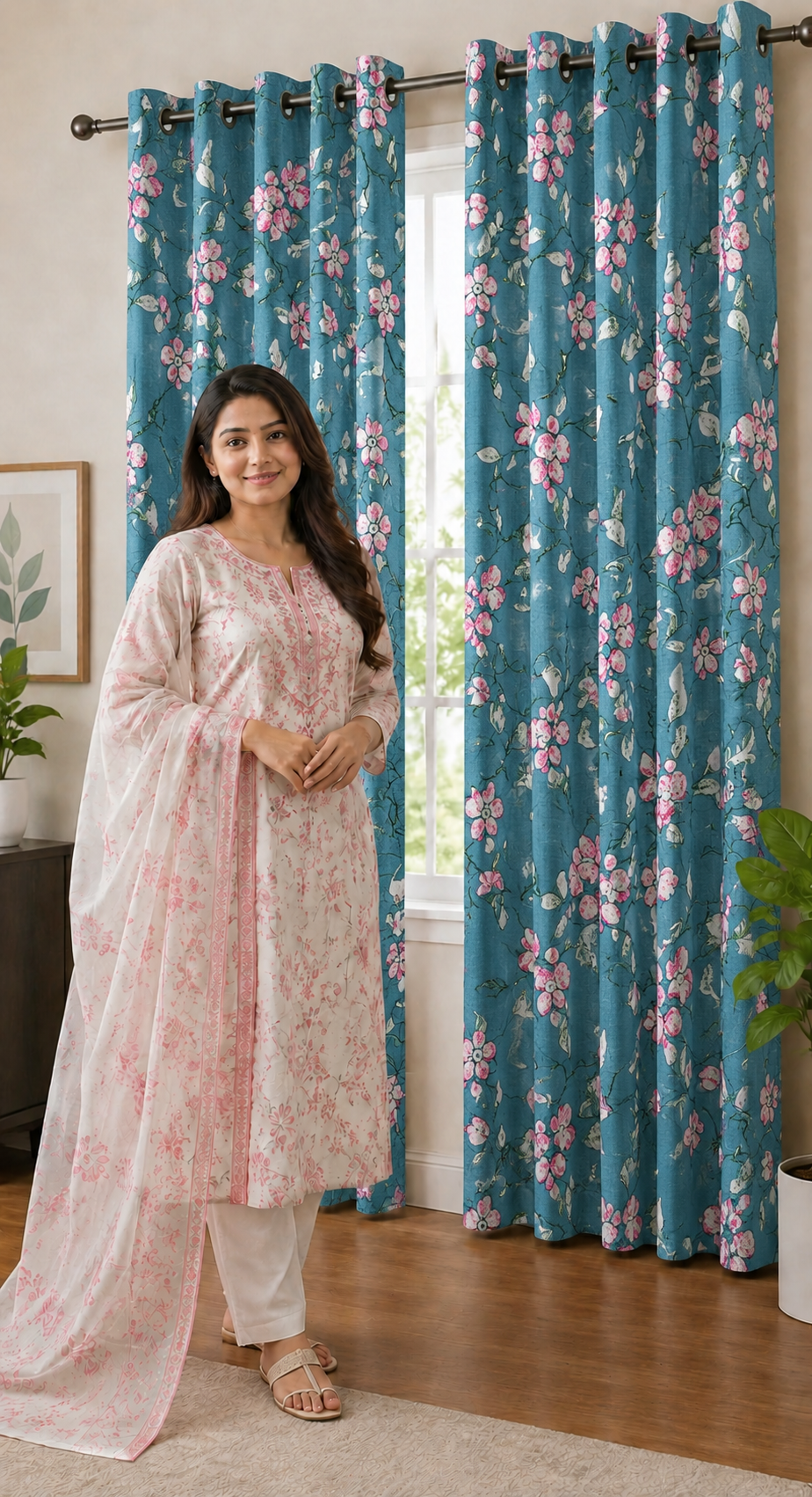 Decorative Waffle Printed Curtain - DC 123
