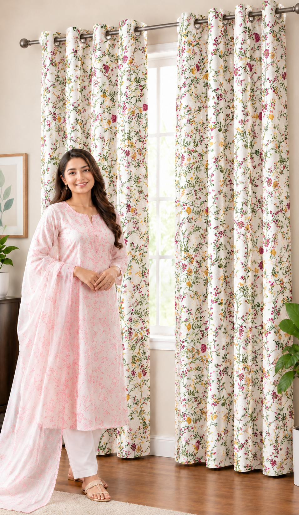 Decorative Waffle Printed Curtain - DC 122