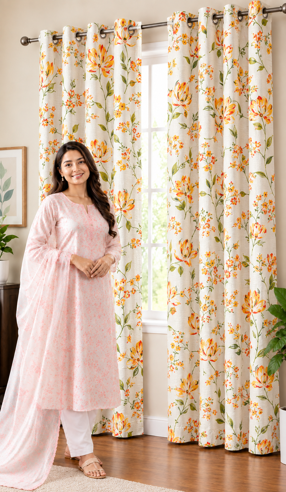 Decorative Waffle Printed Curtain - DC 108