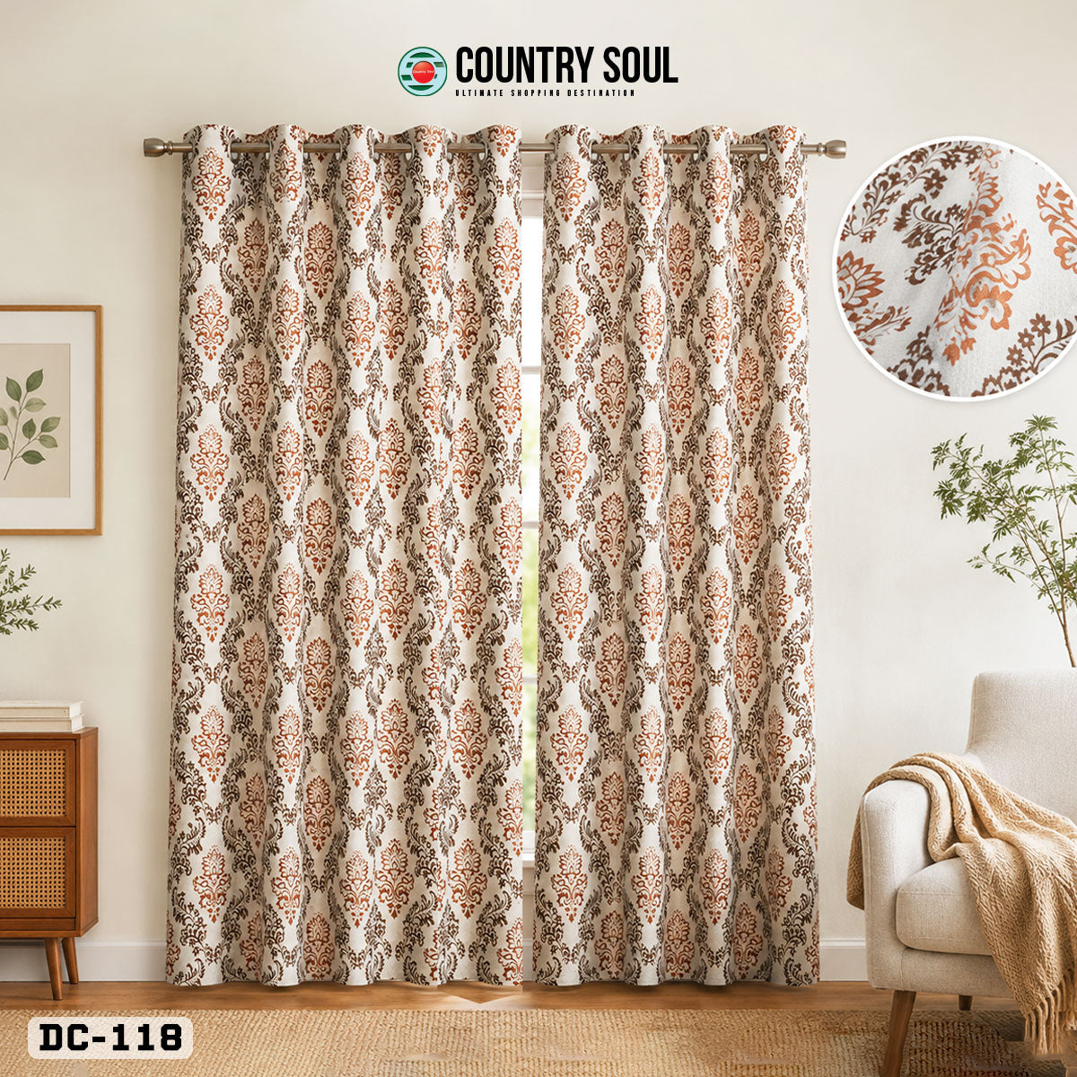 Decorative Waffle Printed Curtain - 118