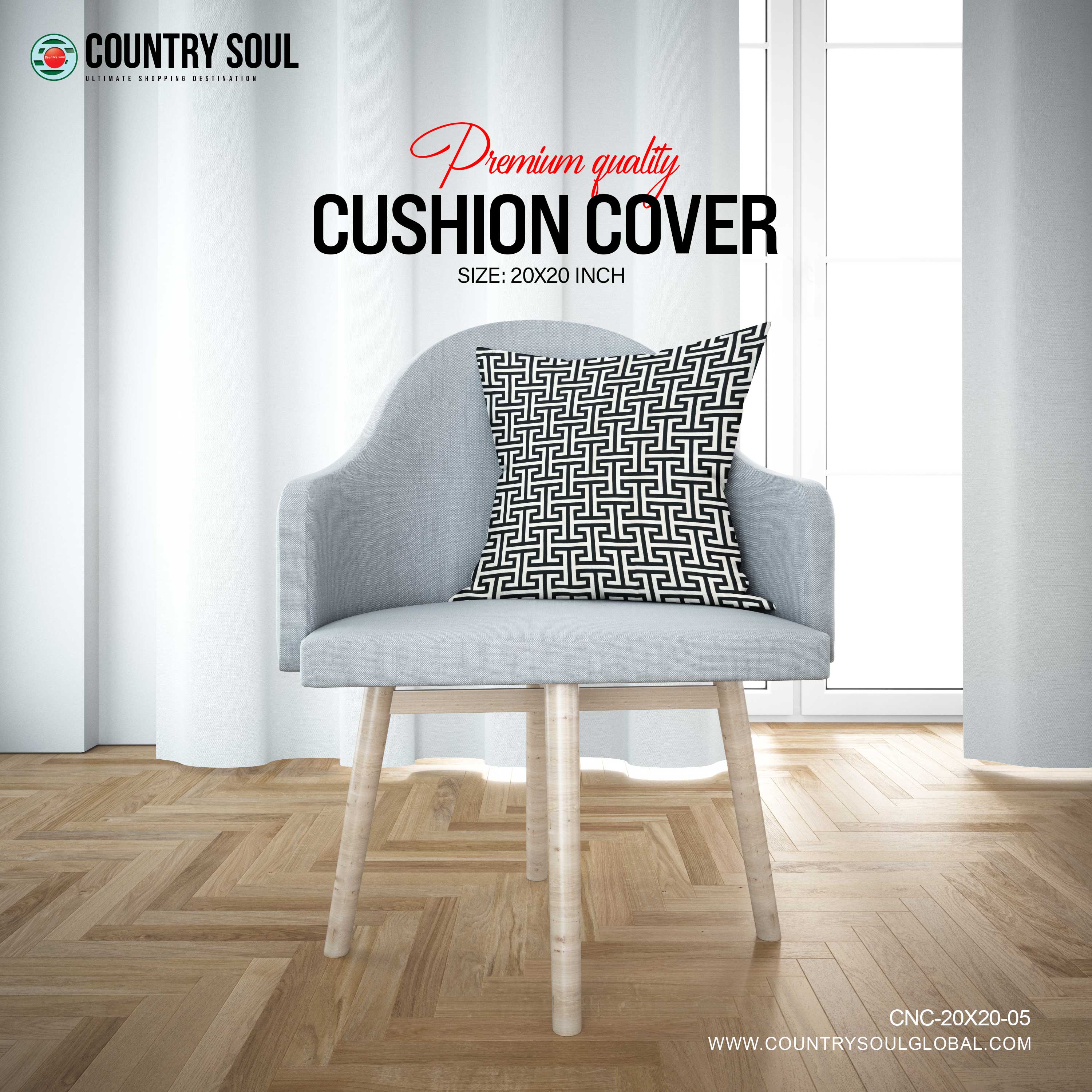 Decorative Cushion Cover 20x20 Inch, Design-05