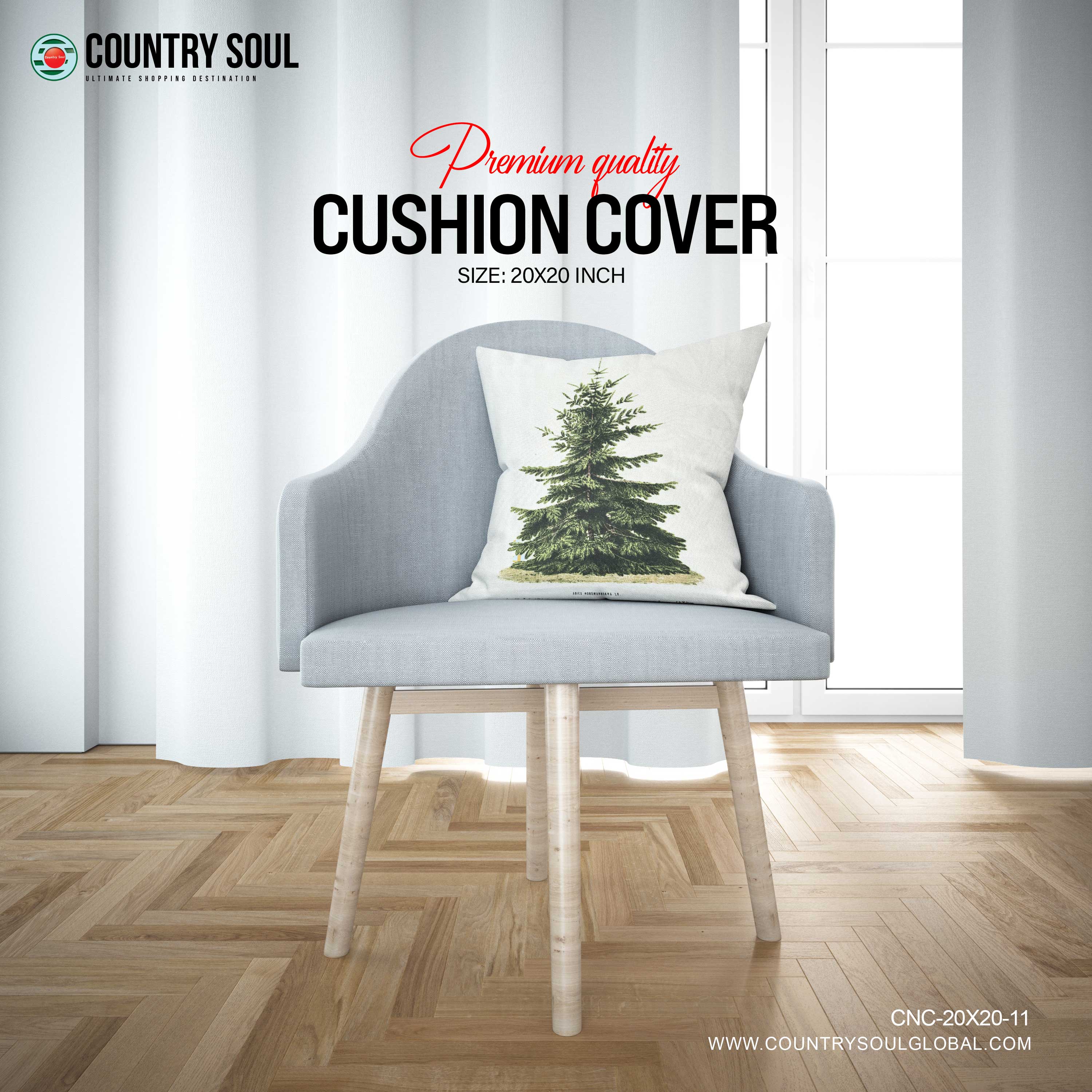 Decorative Cushion Cover 20x20 Inch, Design-11