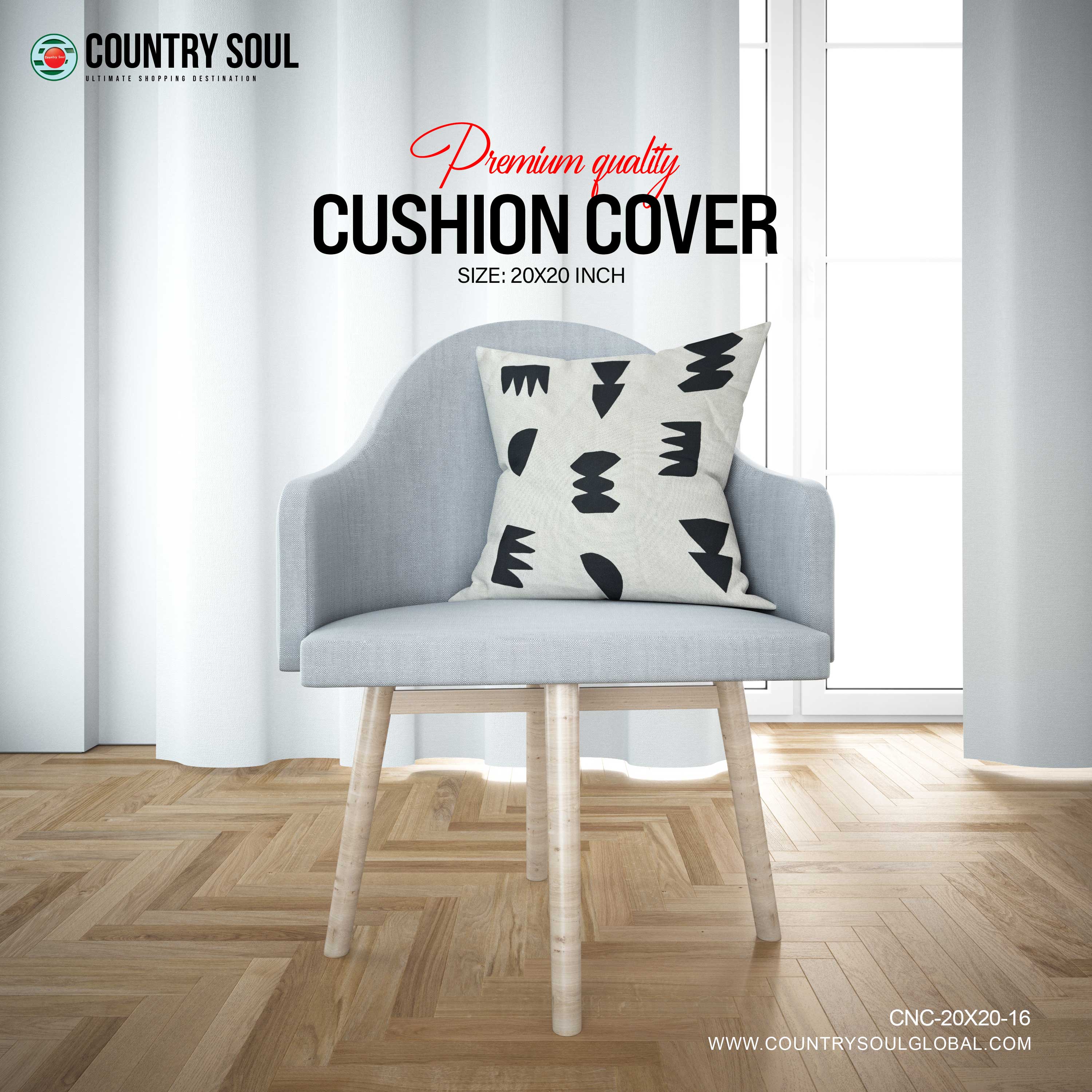 Decorative Cushion Cover 20x20 Inch, Design-16