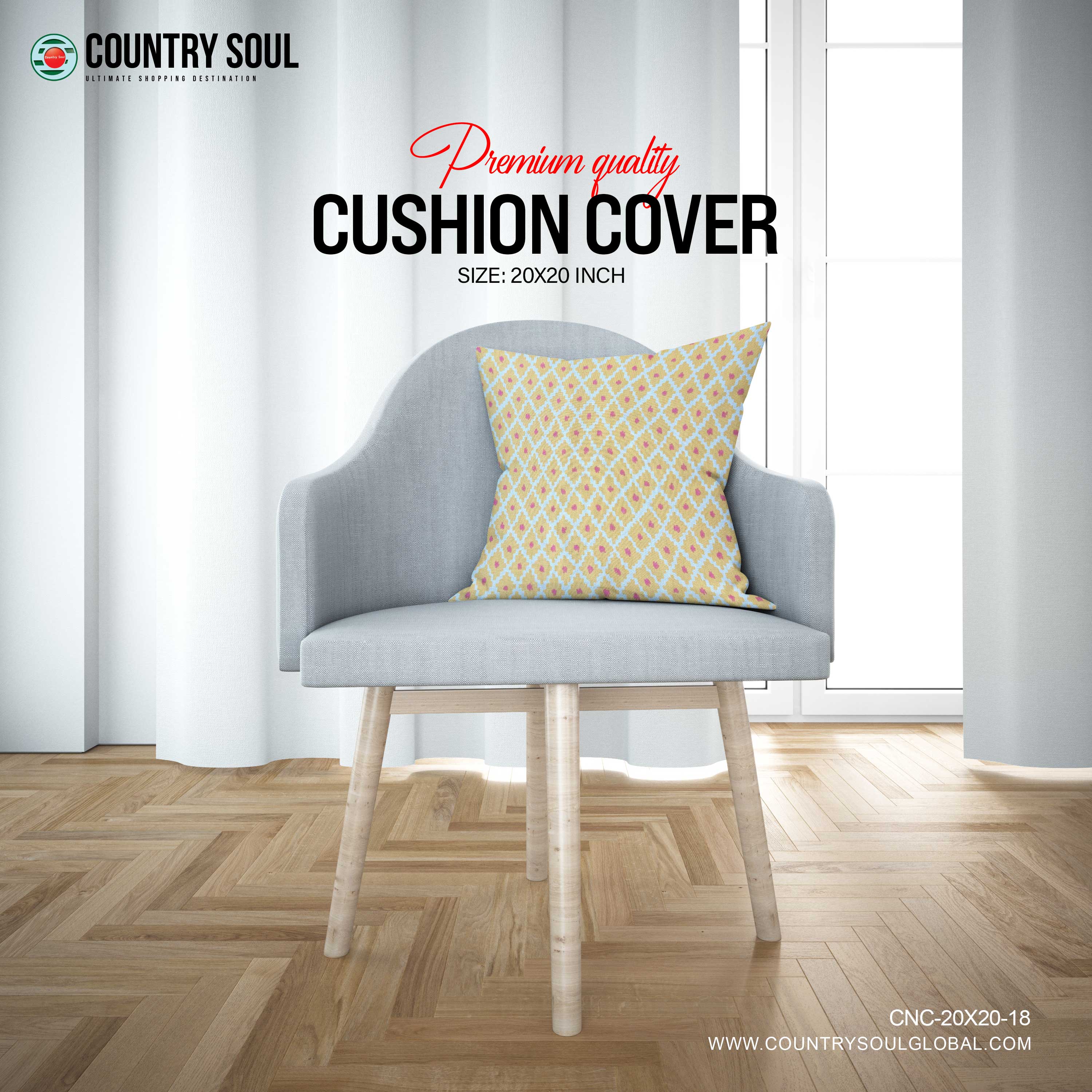 Decorative Cushion Cover 20x20 Inch, Design-18