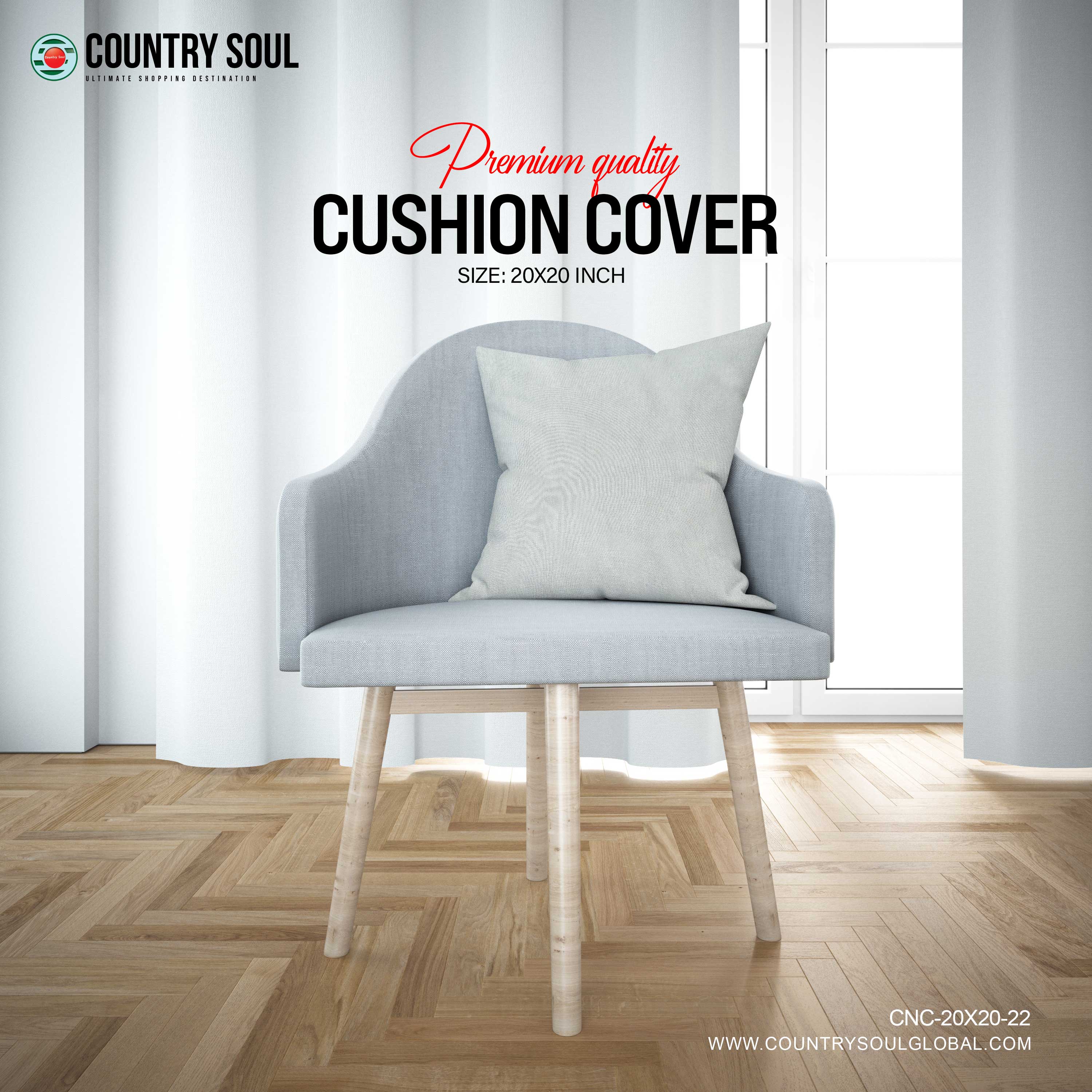 Decorative Cushion Cover 20x20 Inch, Design-22