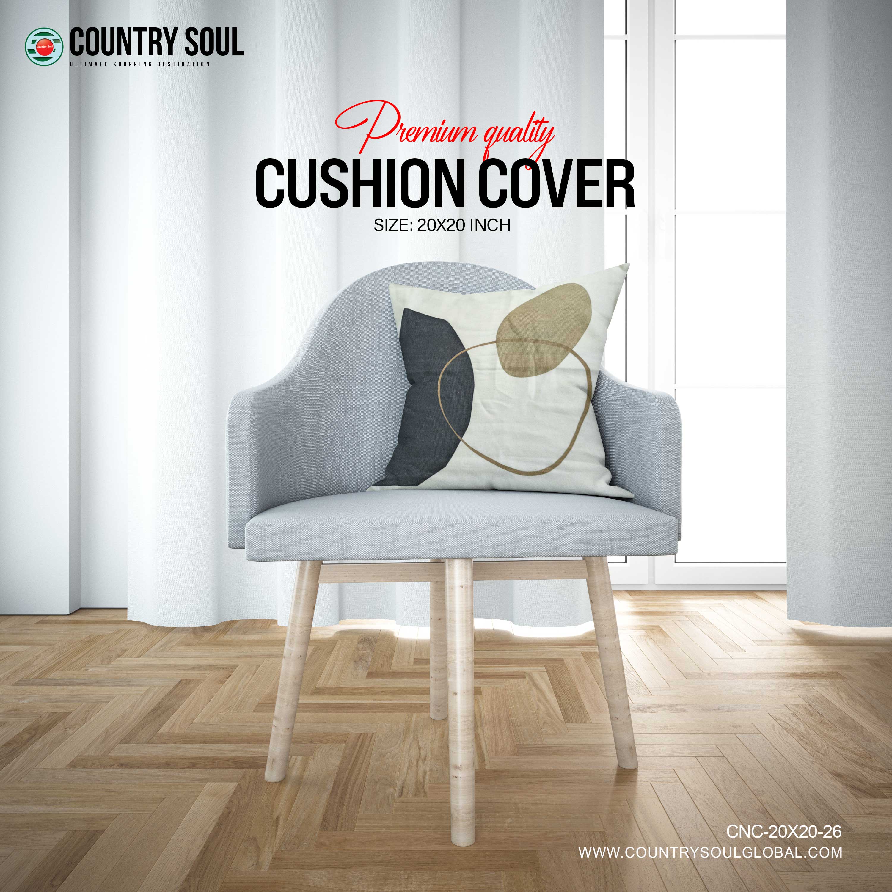 Decorative Cushion Cover 20x20 Inch, Design-26