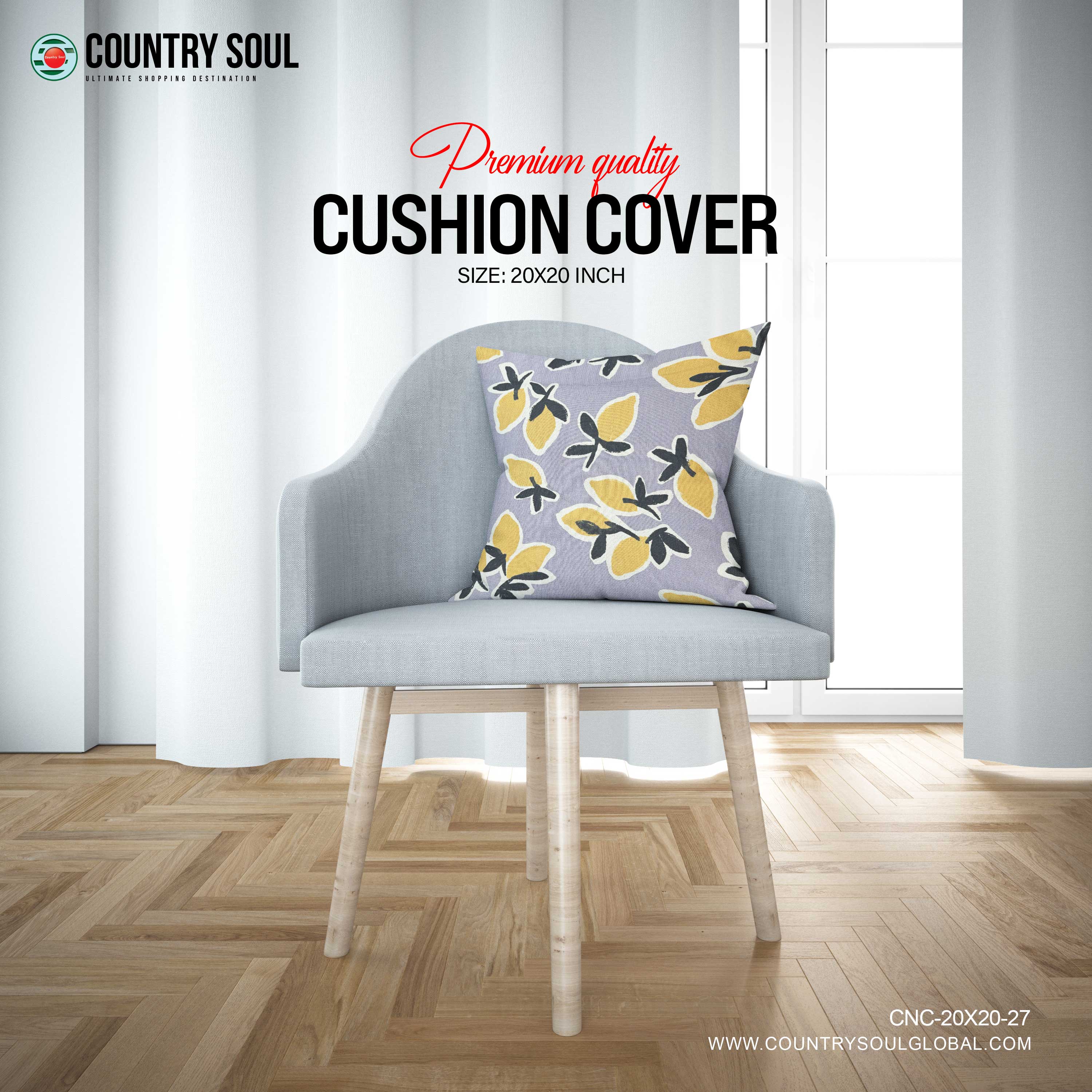 Decorative Cushion Cover 20x20 Inch, Design-27