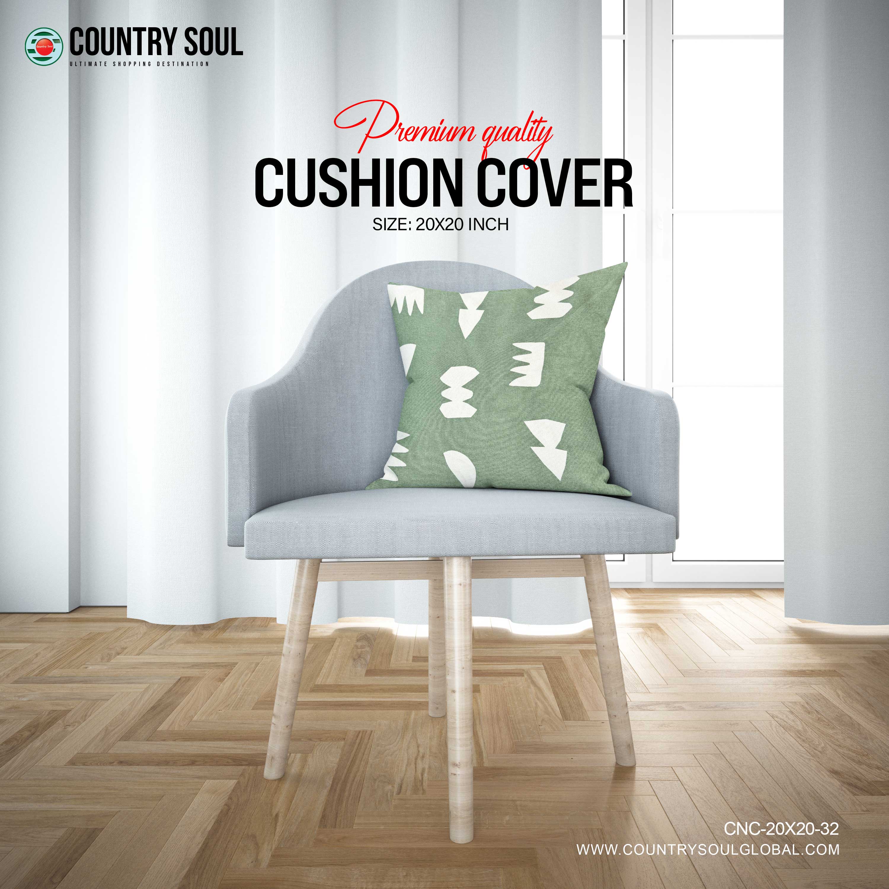 Decorative Cushion Cover 20x20 Inch, Design-32