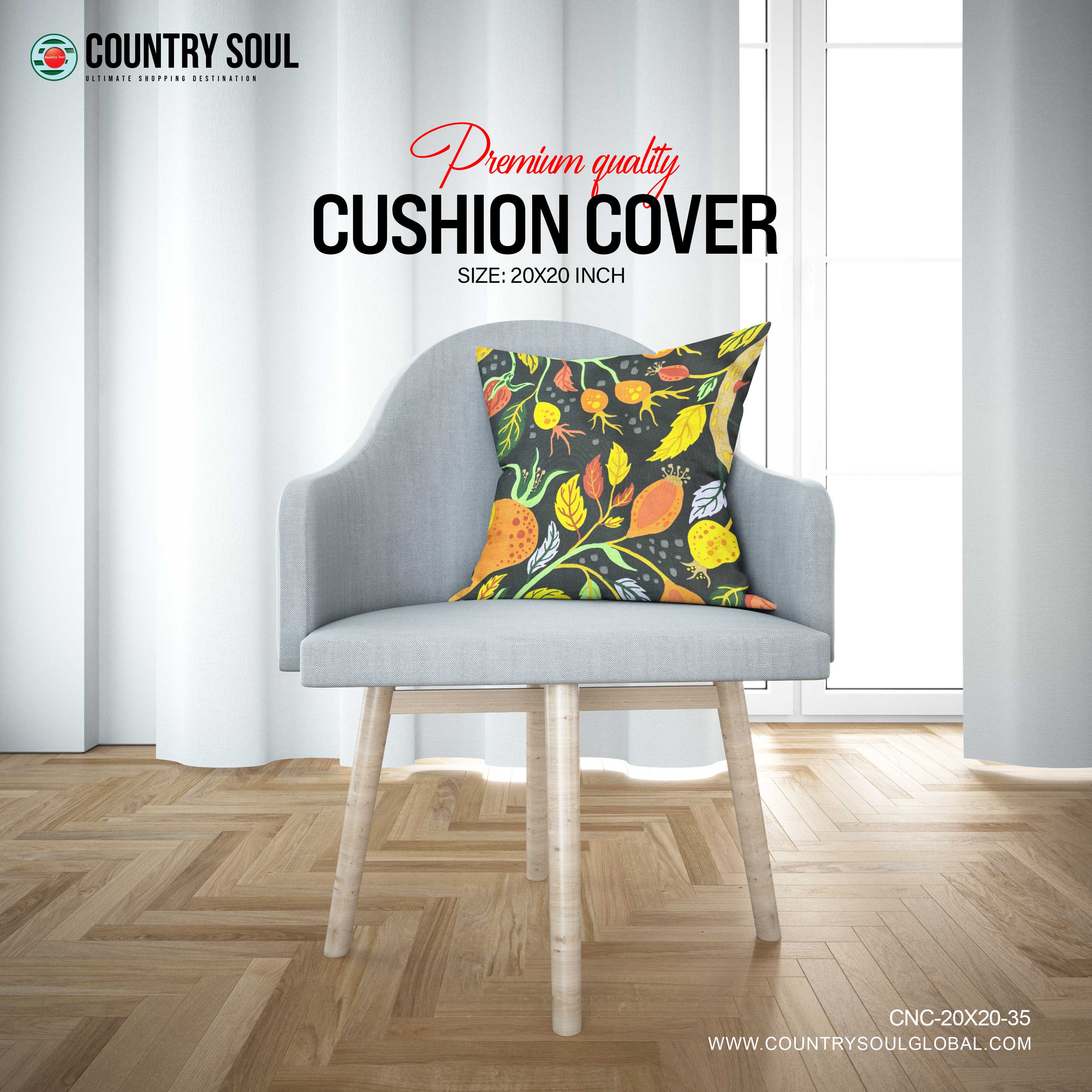 Decorative Cushion Cover 20x20 Inch, Design-35