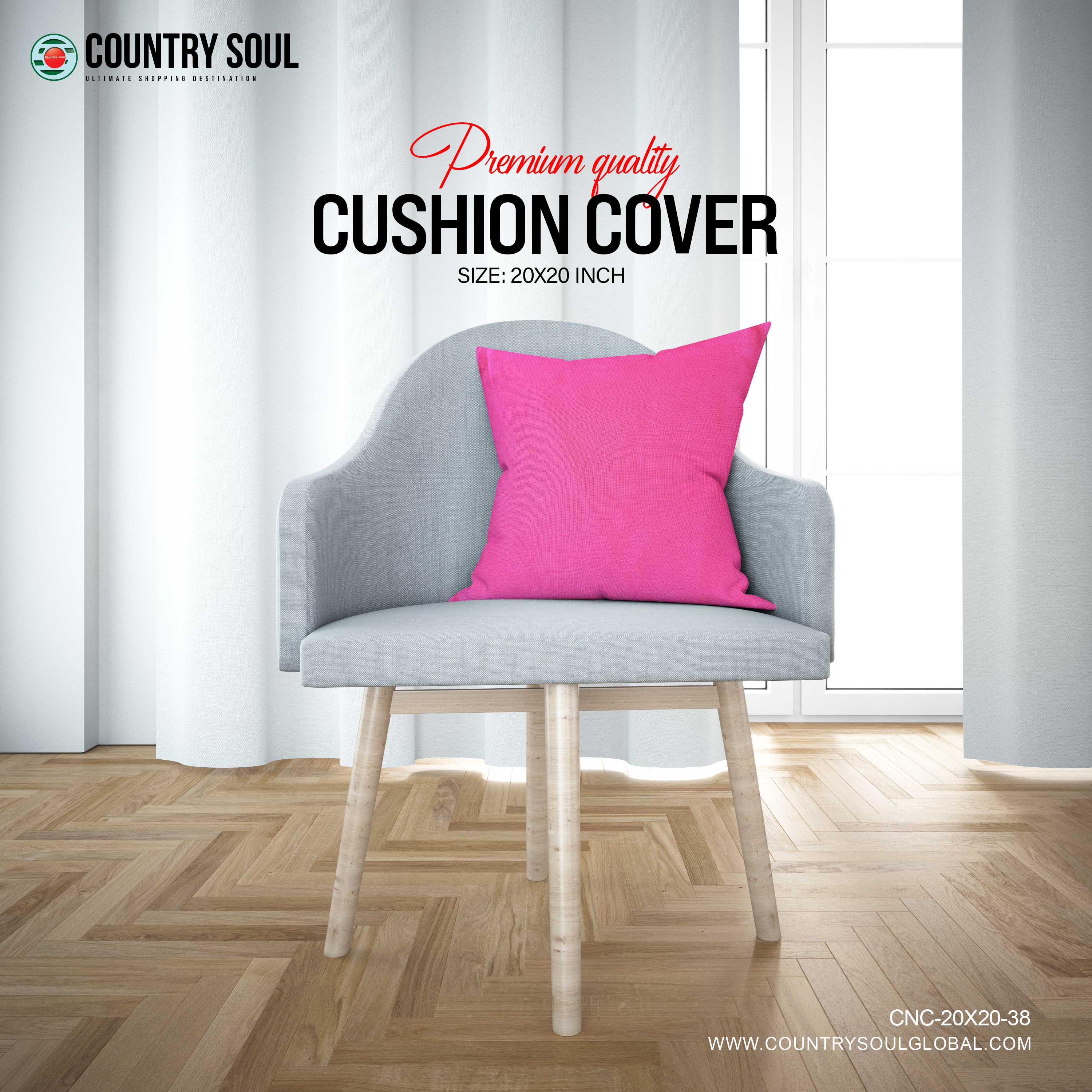 Decorative Cushion Cover 20x20 Inch, Design-38