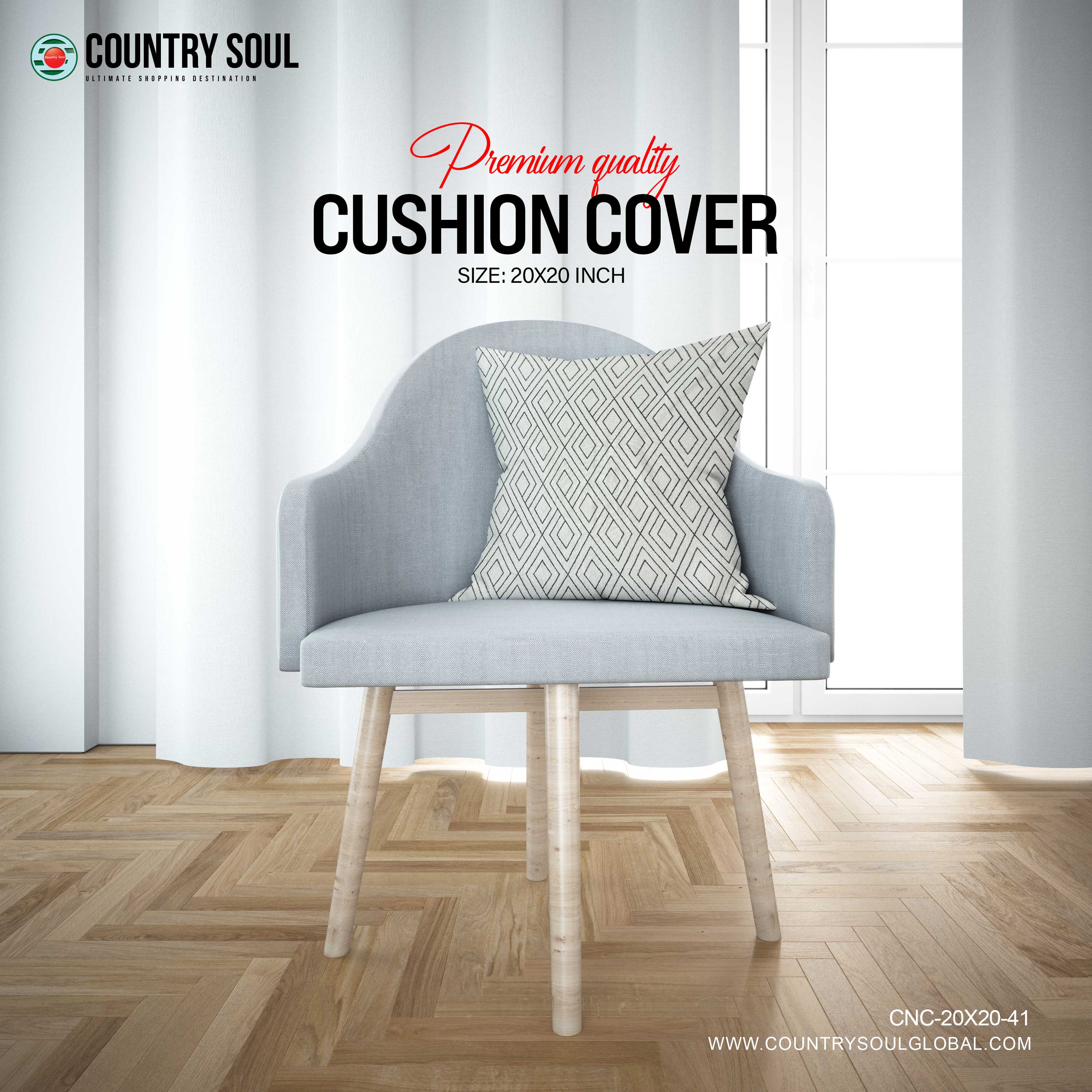 Decorative Cushion Cover 20x20 Inch, Design-41