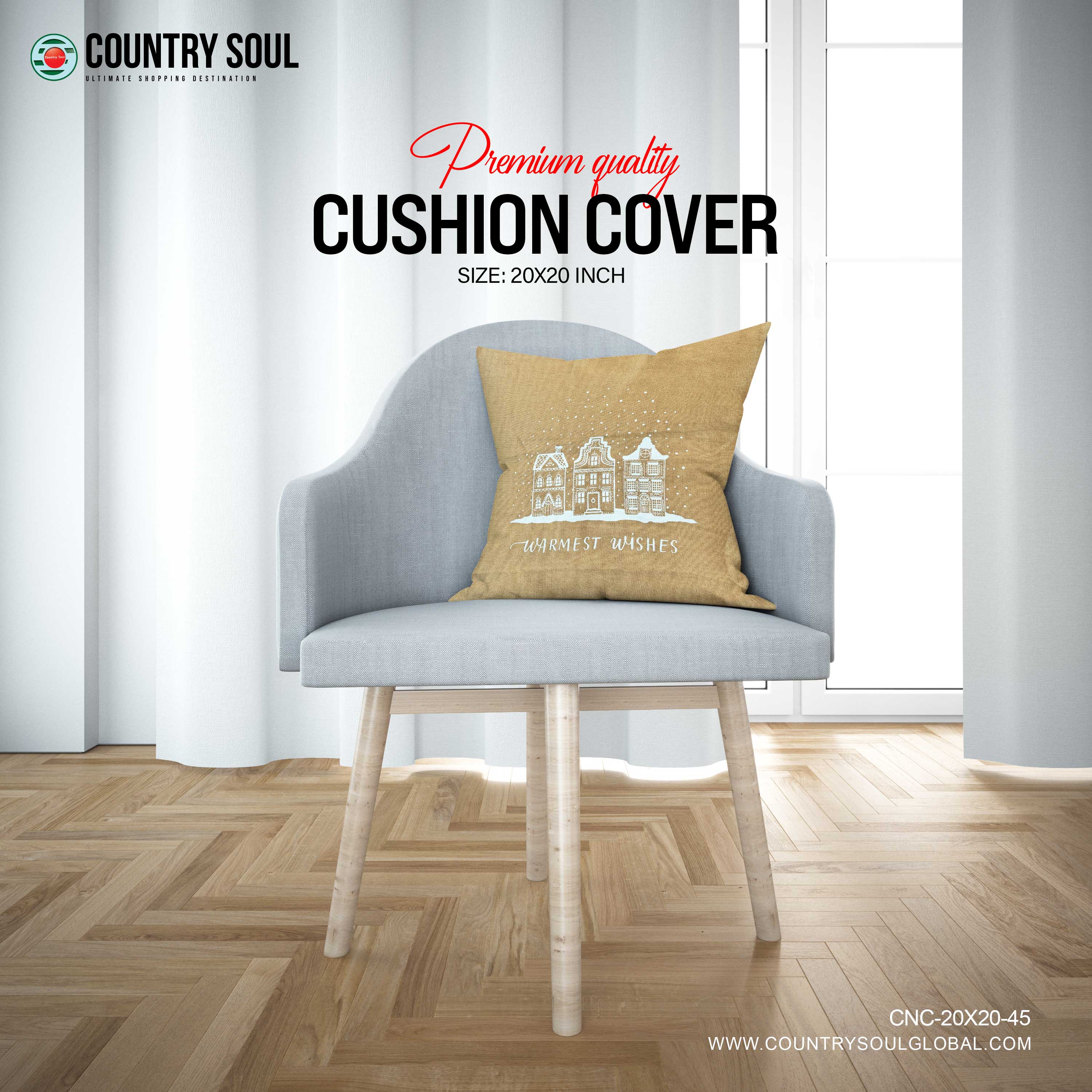 Decorative Cushion Cover 20x20 Inch, Design-45