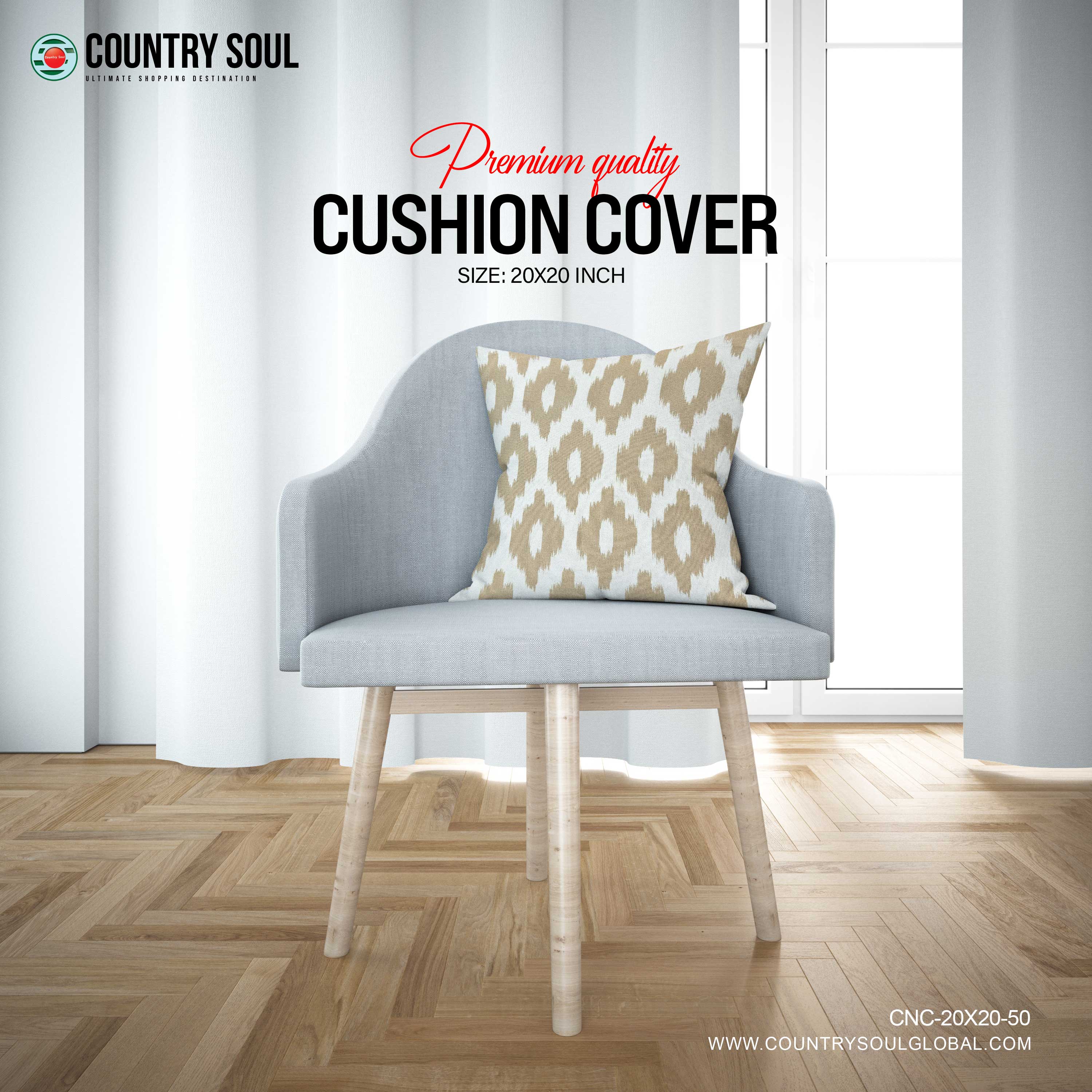 Decorative Cushion Cover 20x20 Inch, Design-50