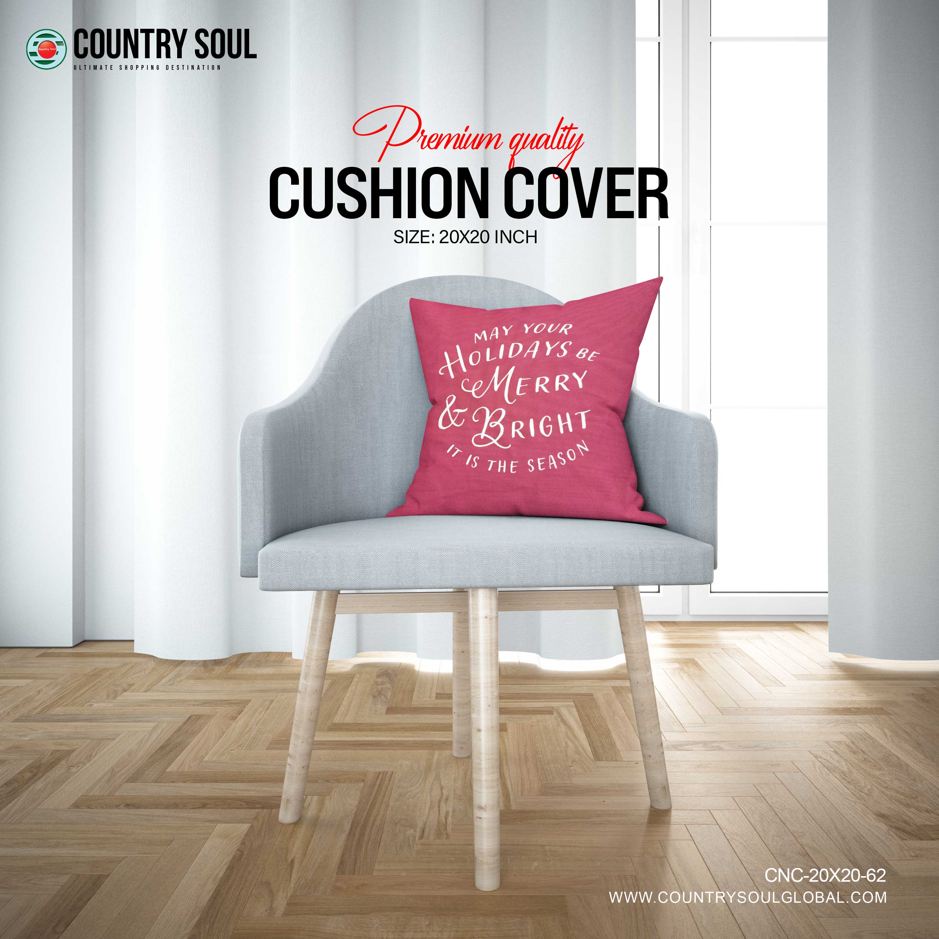 Decorative Cushion Cover 20x20 Inch, Design-62