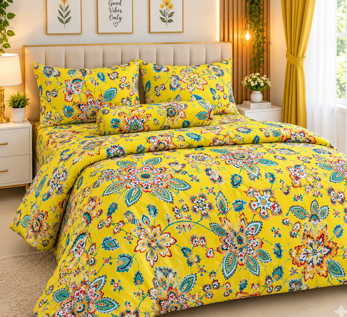 King Size Comforter Set (6 Pcs/5Pcs Set) (7x7.5 Feet) D-17