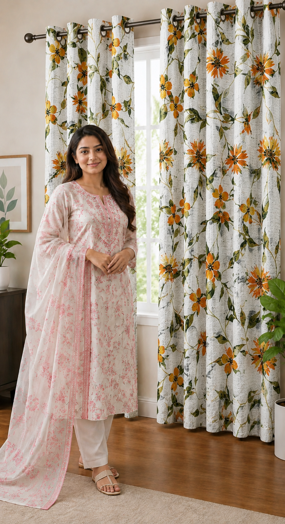 Decorative Waffle Printed Curtain - DC 101