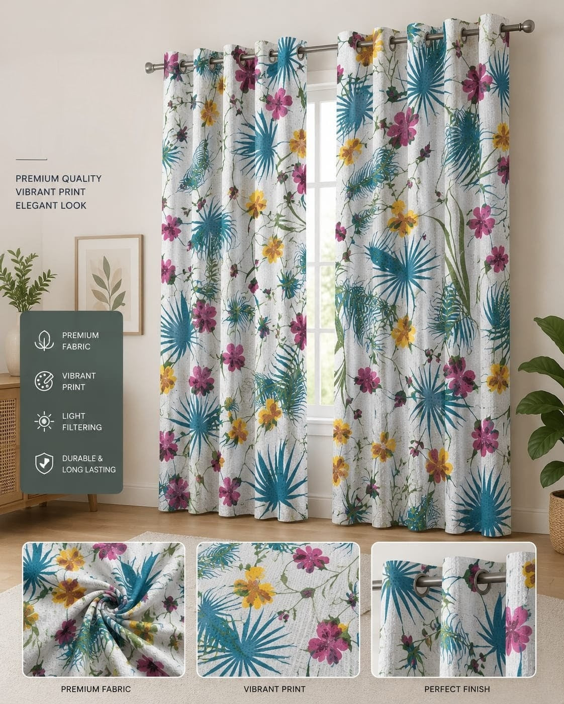 Decorative Waffle Printed Curtain - DC 123
