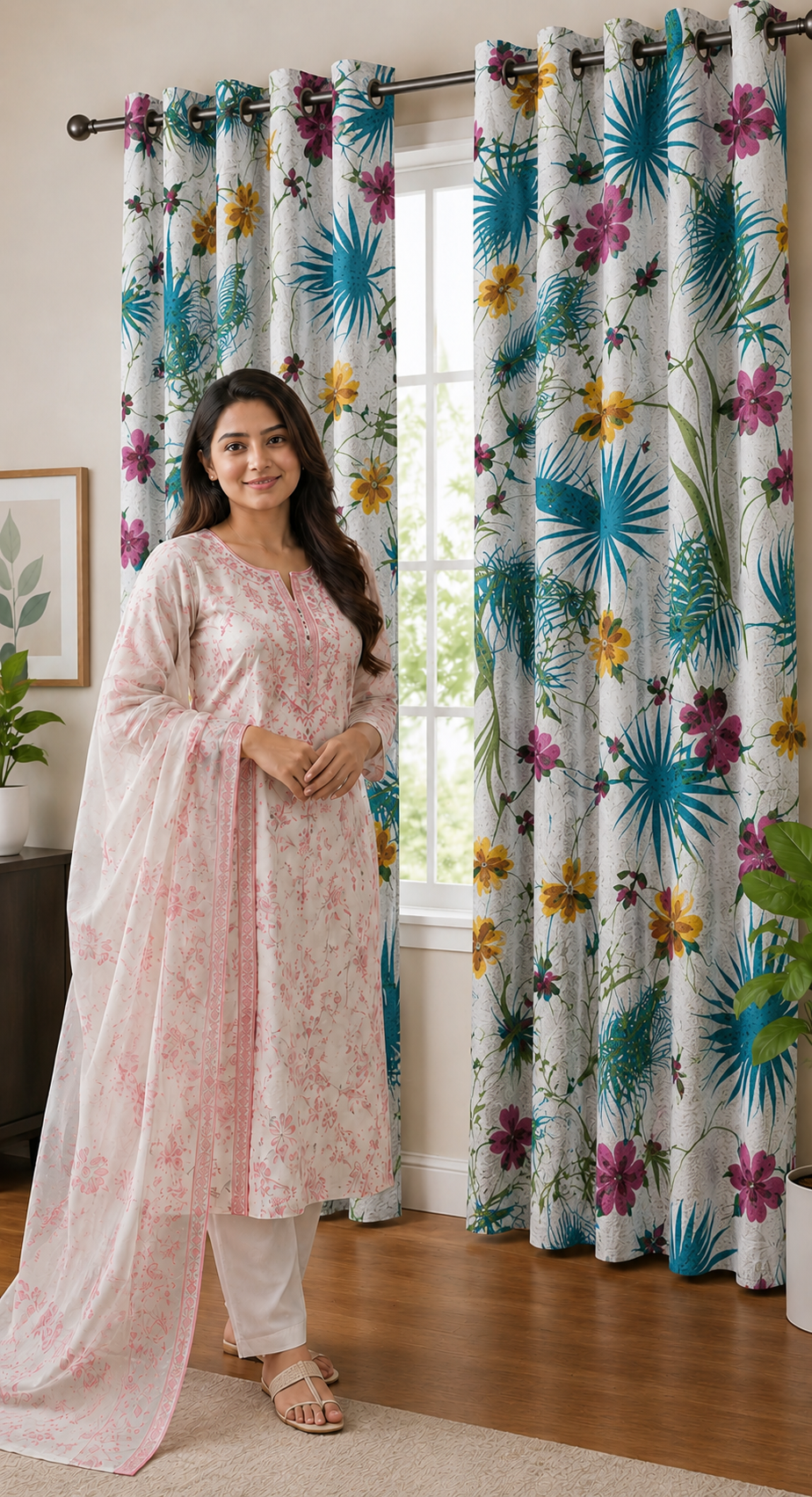 Decorative Waffle Printed Curtain - DC 121
