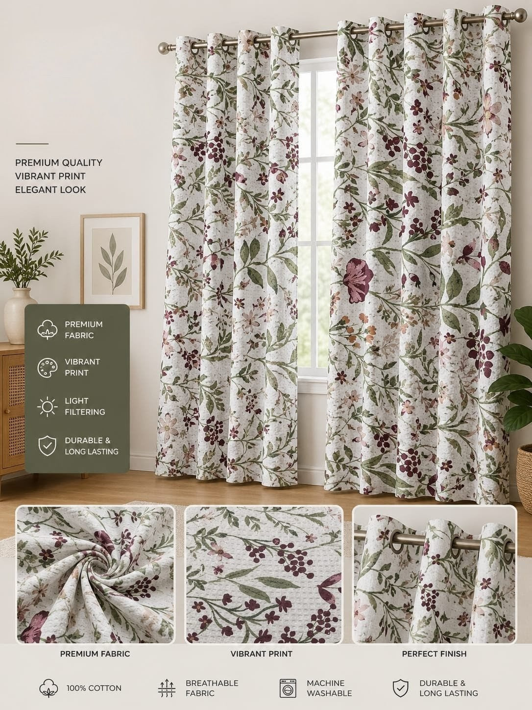 Decorative Waffle Printed Curtain - DC 125
