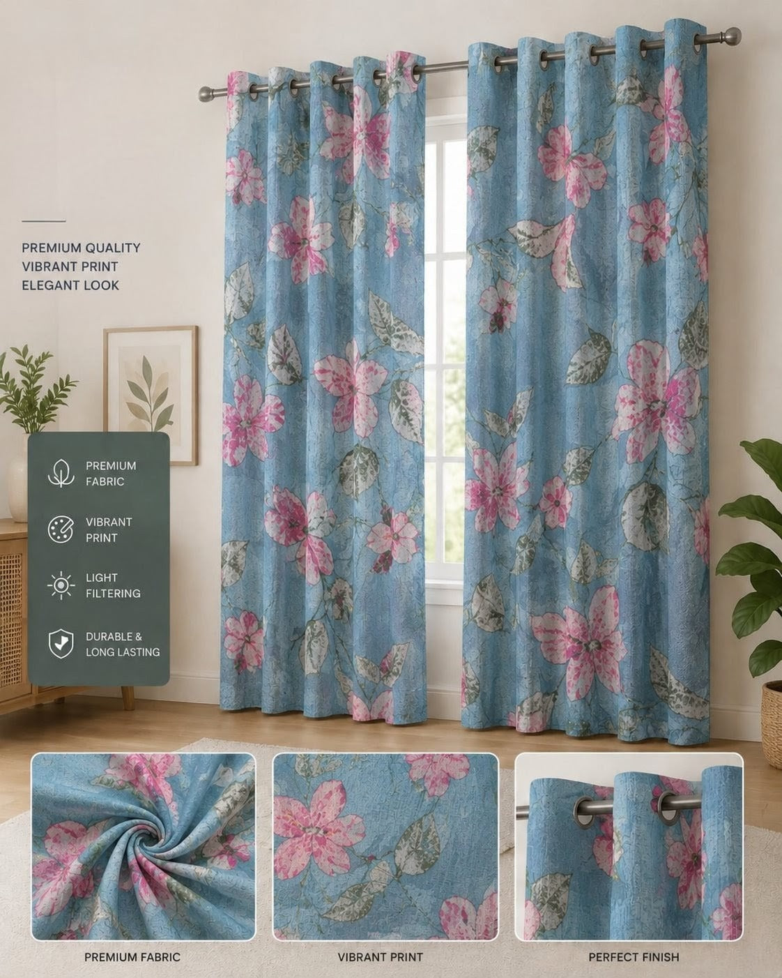 Decorative Waffle Printed Curtain - DC 126