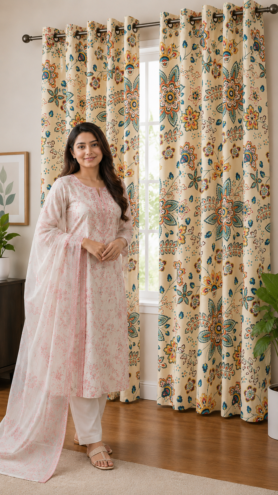 Decorative Waffle Printed Curtain DC-105