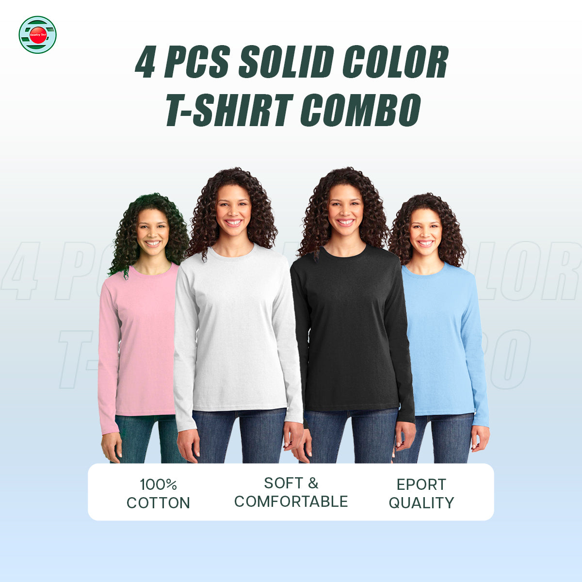 4 PCS LADIES FULL SLEEVE T-SHIRT