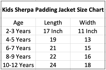 Kids Sherpa Padding with Parasuit/Taffeta fabrics