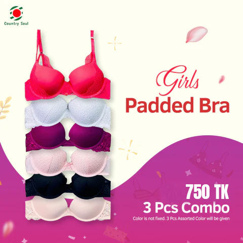 3 Pcs Highly Comfortable Deshi Bra for Women and Girls