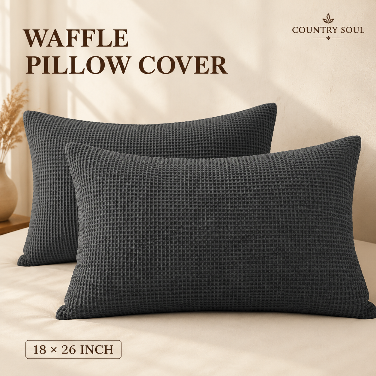 Waffle Pillow Cover 18x26 Inch