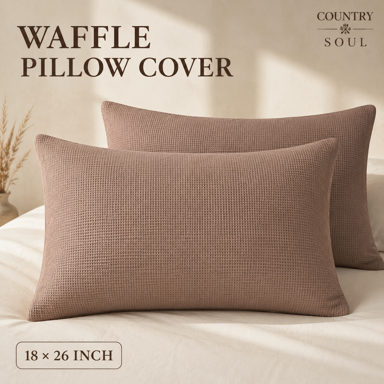 Waffle Pillow Cover 18x26 Inch