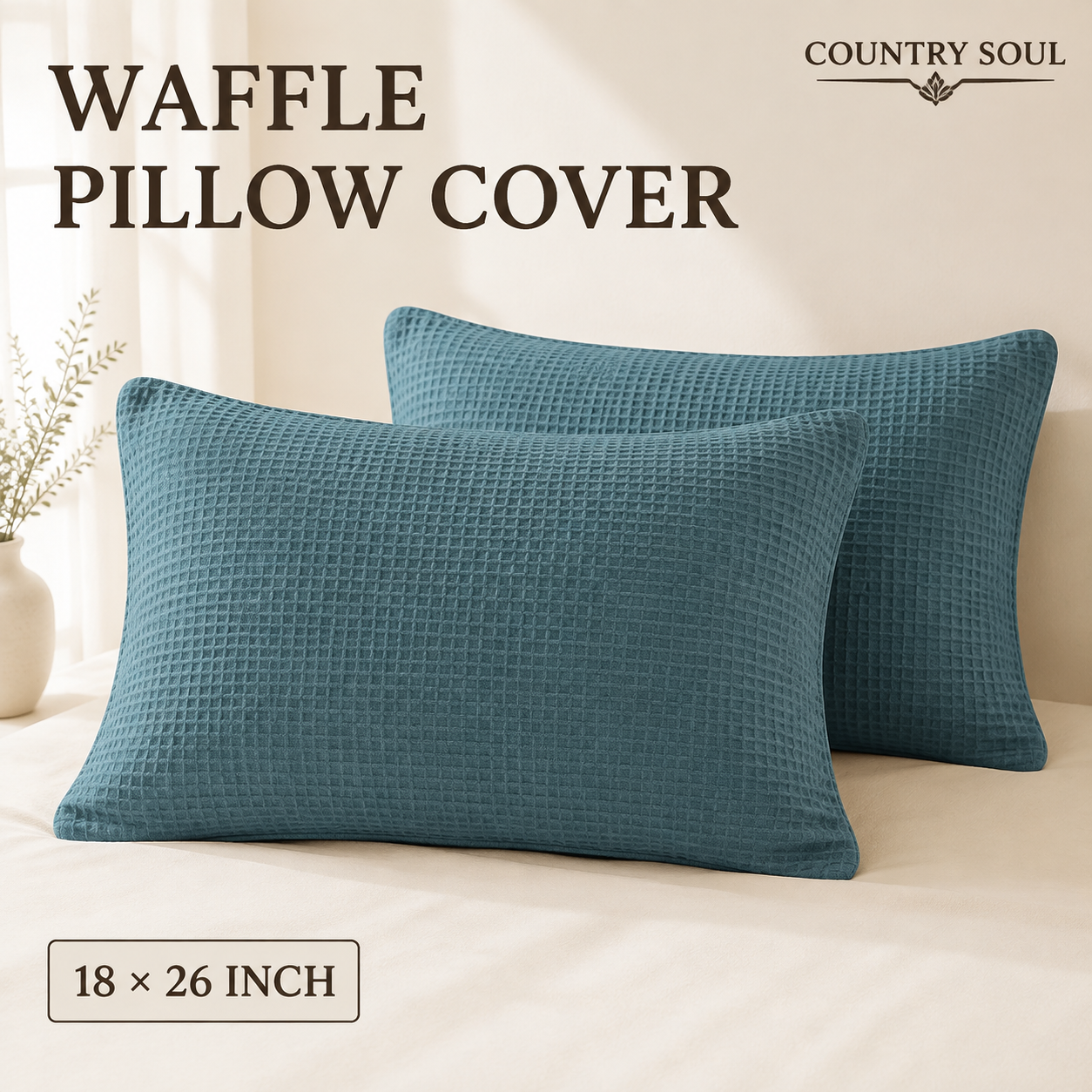 Waffle Pillow Cover 18x26 Inch