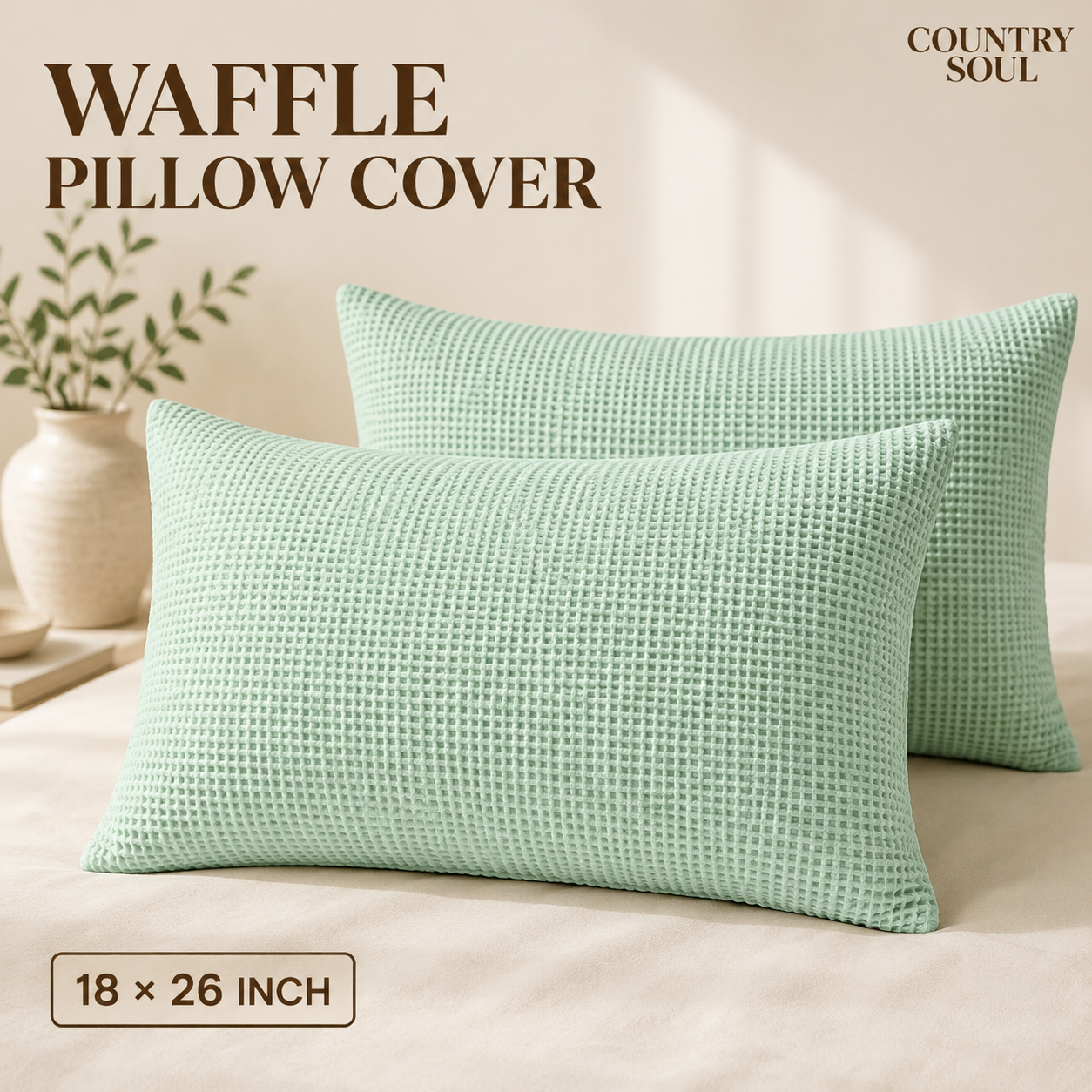 Waffle Pillow Cover 18x26 Inch
