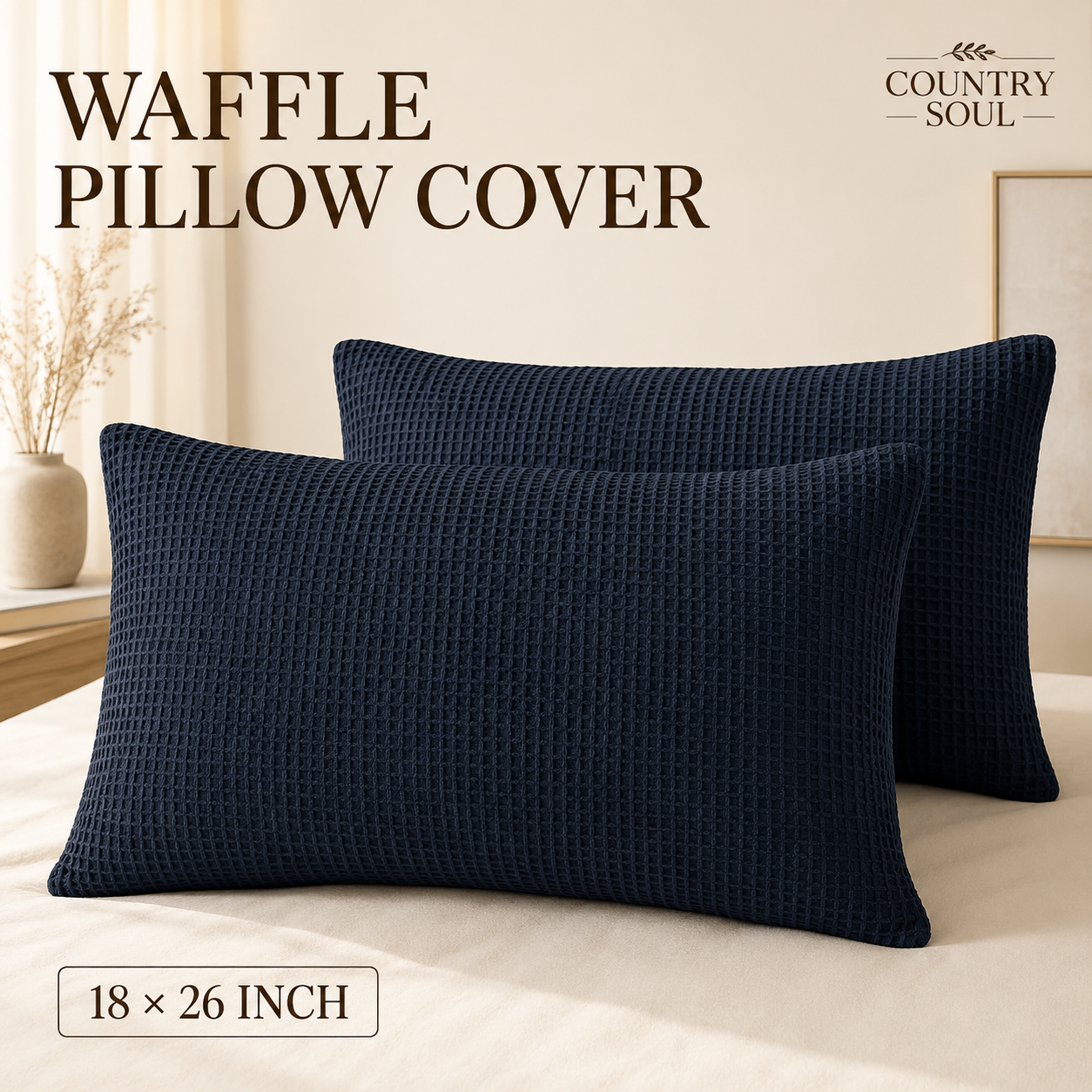 Waffle Pillow Cover 18x26 Inch