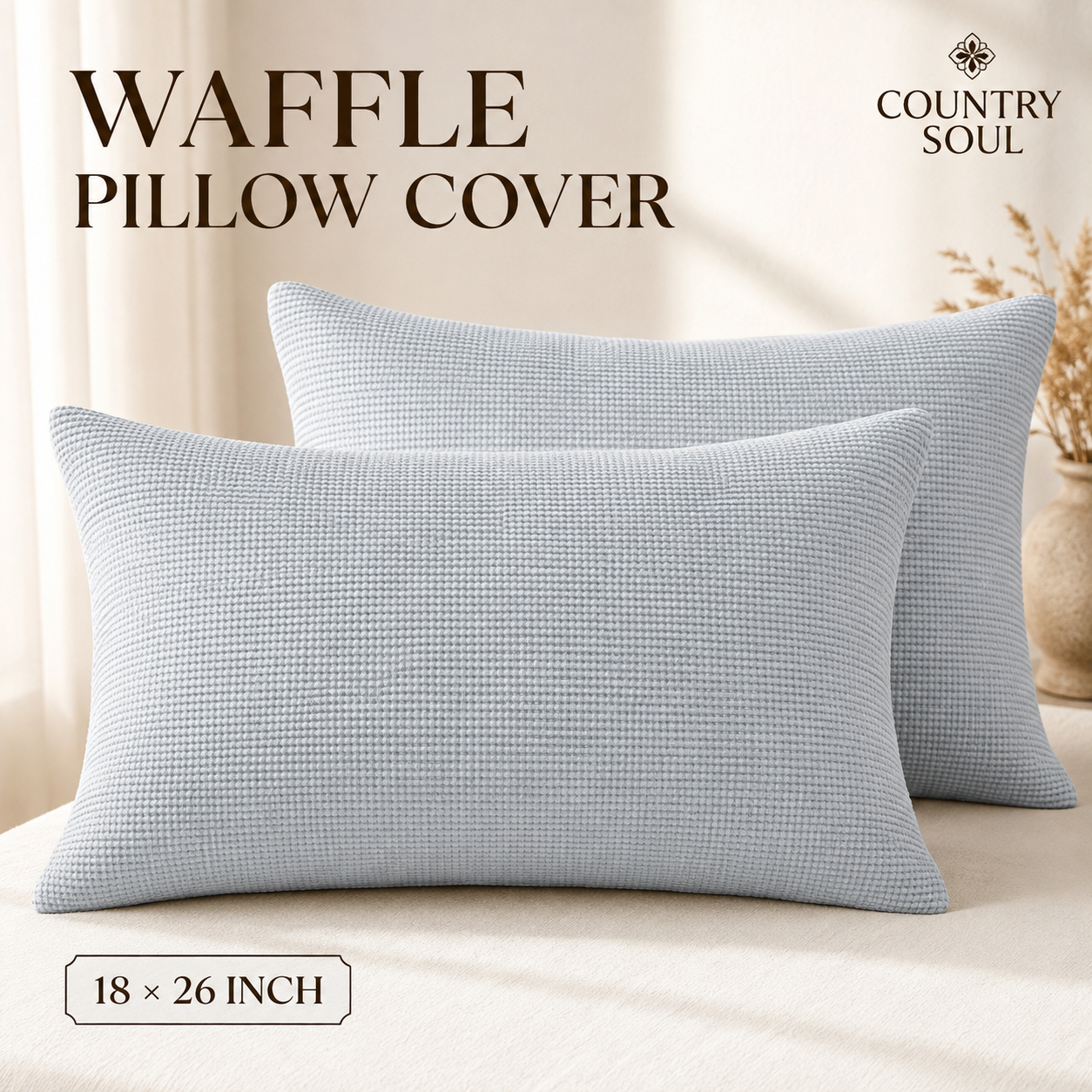 Waffle Pillow Cover 18x26 Inch