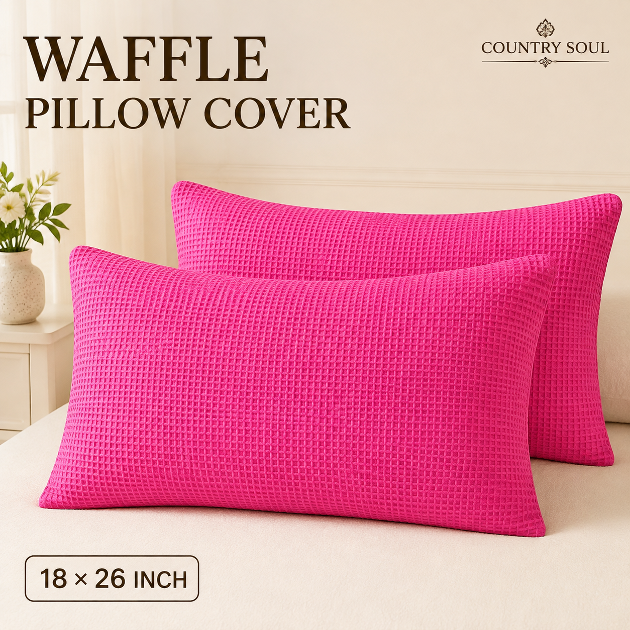 Waffle Pillow Cover 18x26 Inch