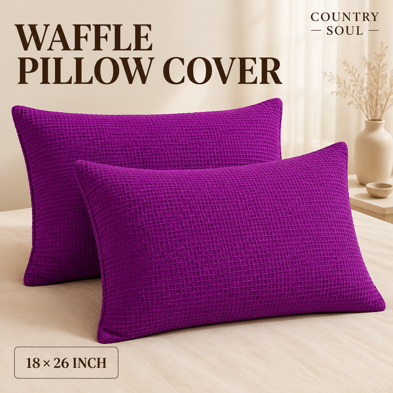 Waffle Pillow Cover 18x26 Inch