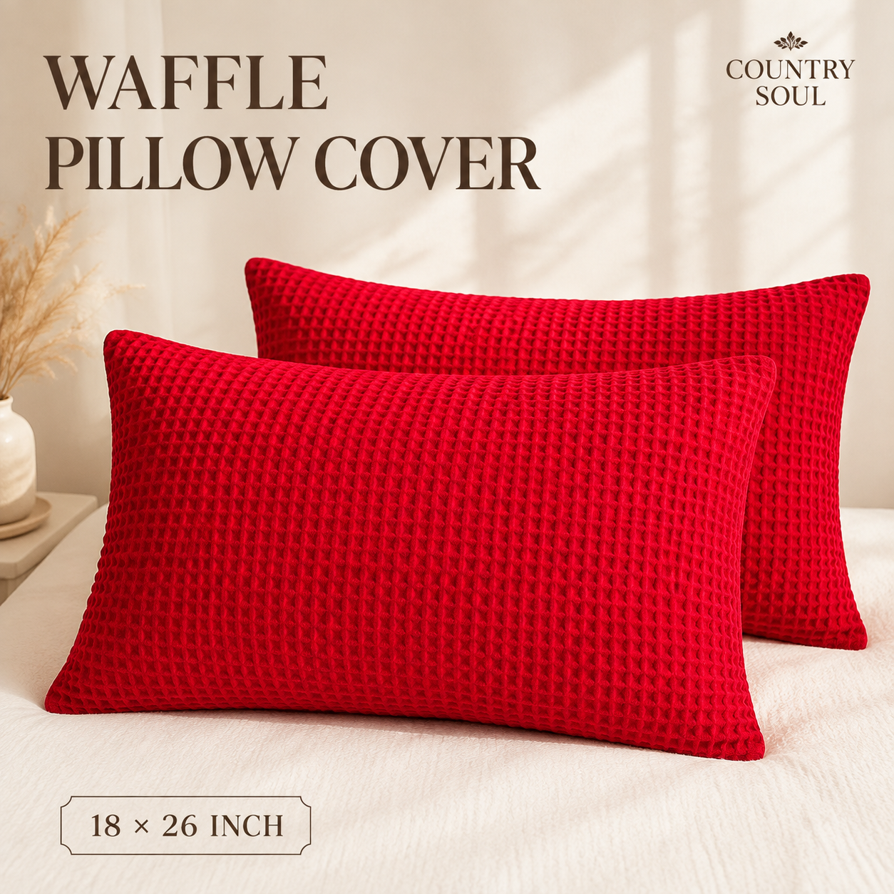 Waffle Pillow Cover 18x26 Inch