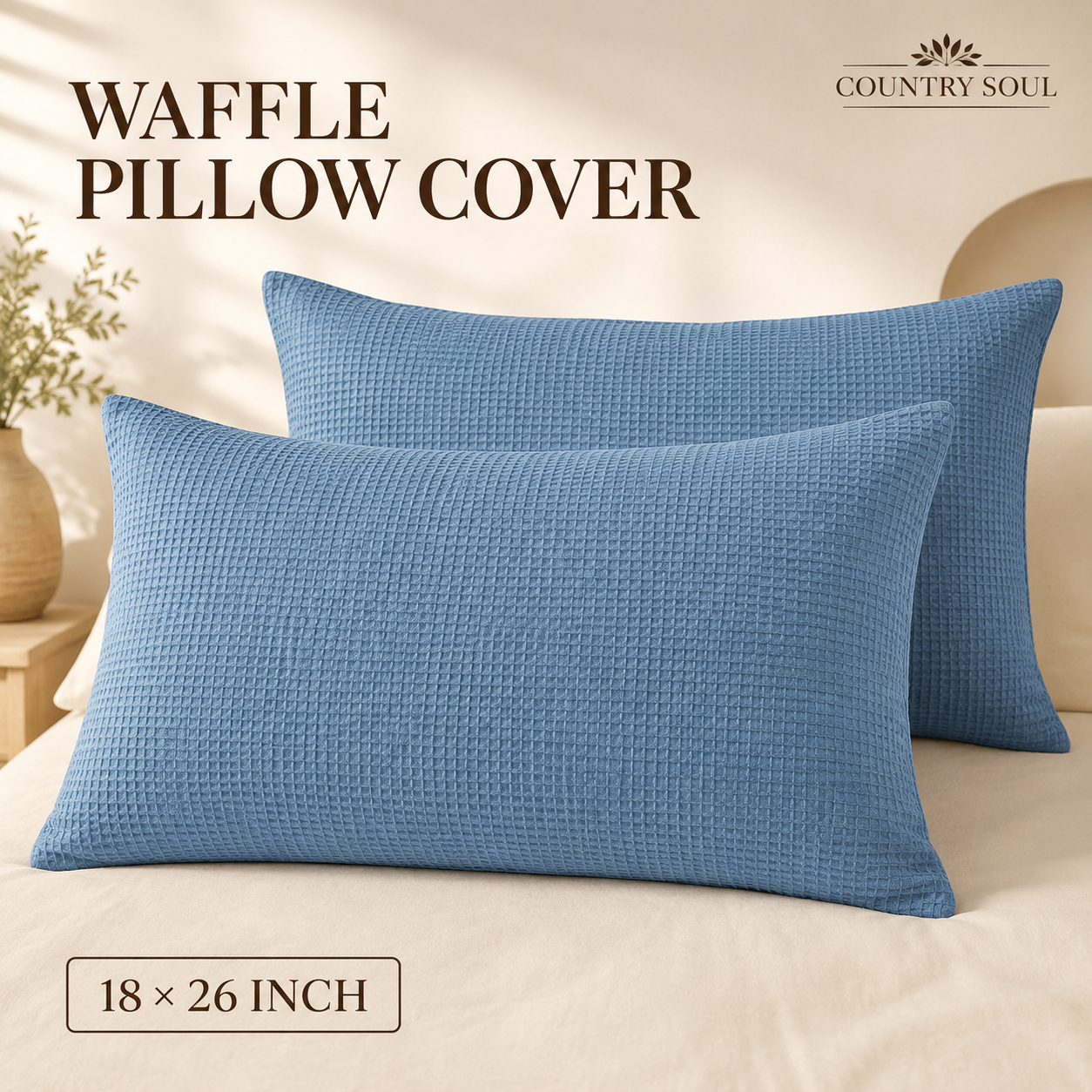 Waffle Pillow Cover 18x26 Inch