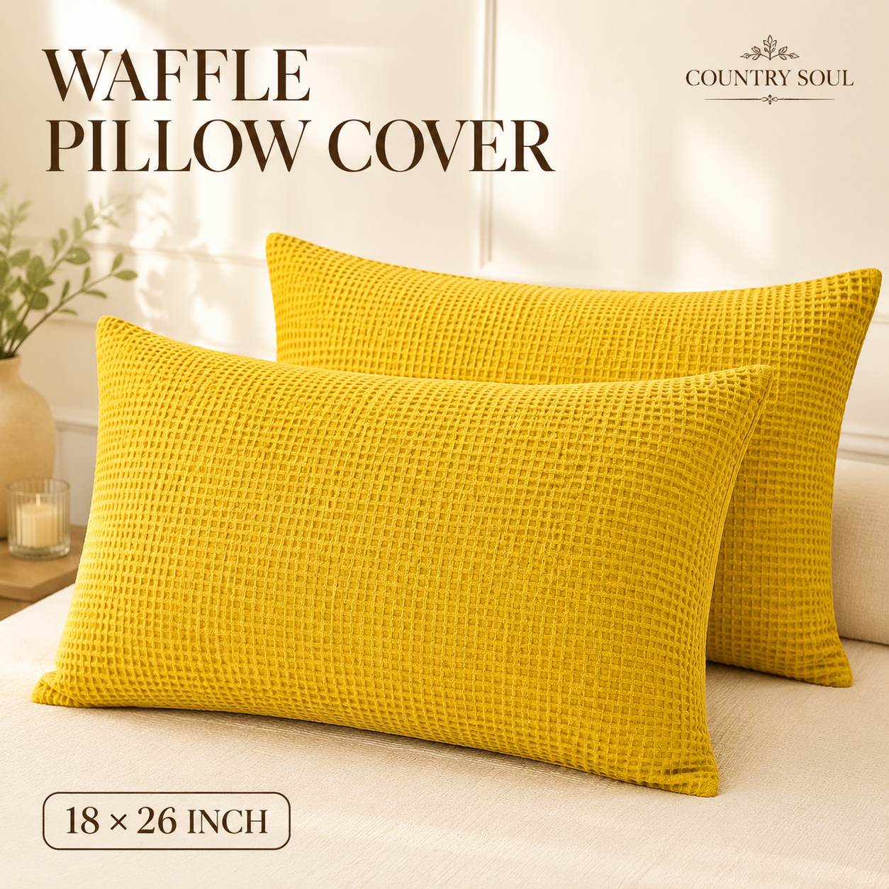 Waffle Pillow Cover 18x26 Inch