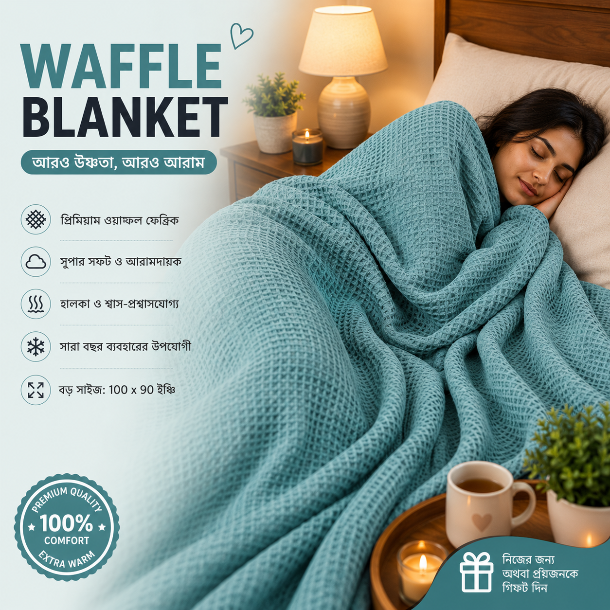 Waffle Blanket King Size 90x100 Inch