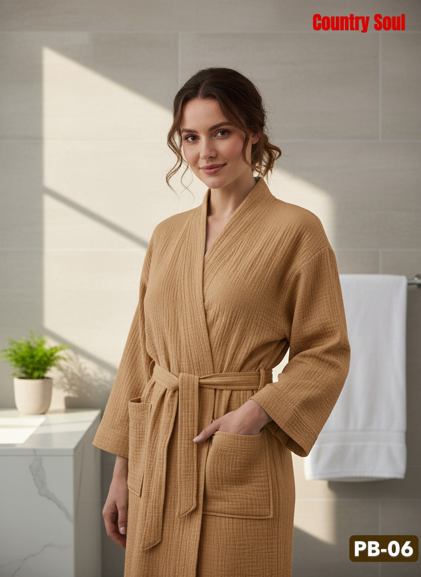 Country Soul Waffle Cotton Bathrobe – Lightweight PB-06