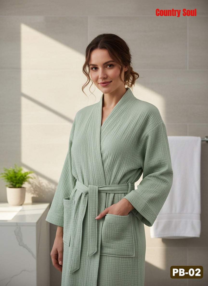 Country Soul Waffle Cotton Bathrobe – Lightweight PB-02