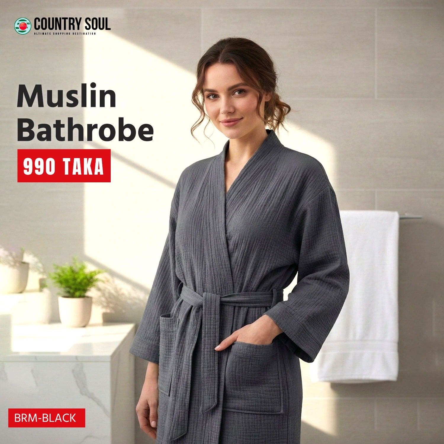 Country Soul  Muslin Bathrobe – Lightweight PB-01